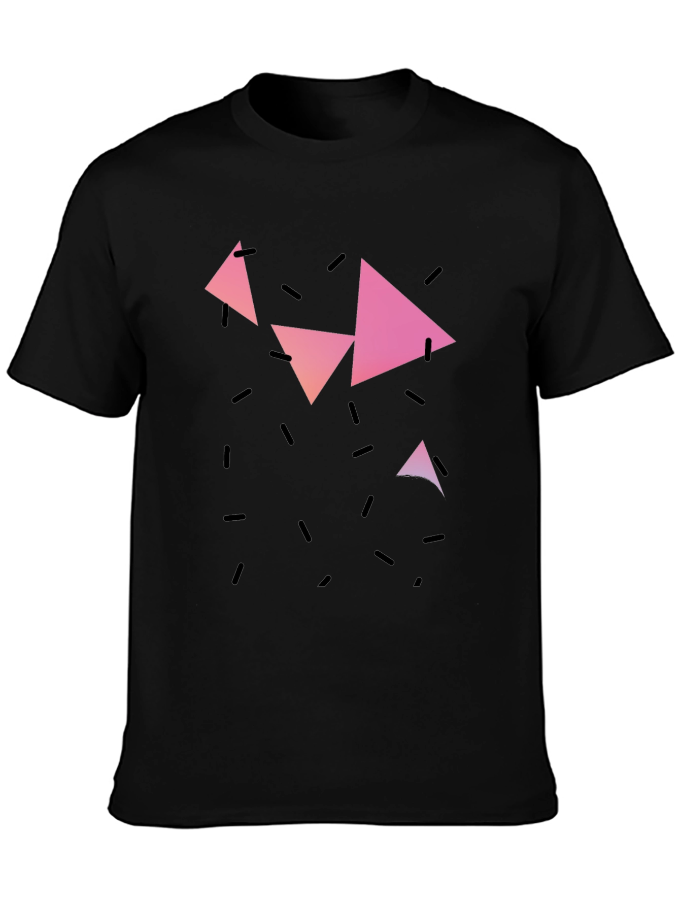 Geometric Triangle Print Black Casual T-Shirt