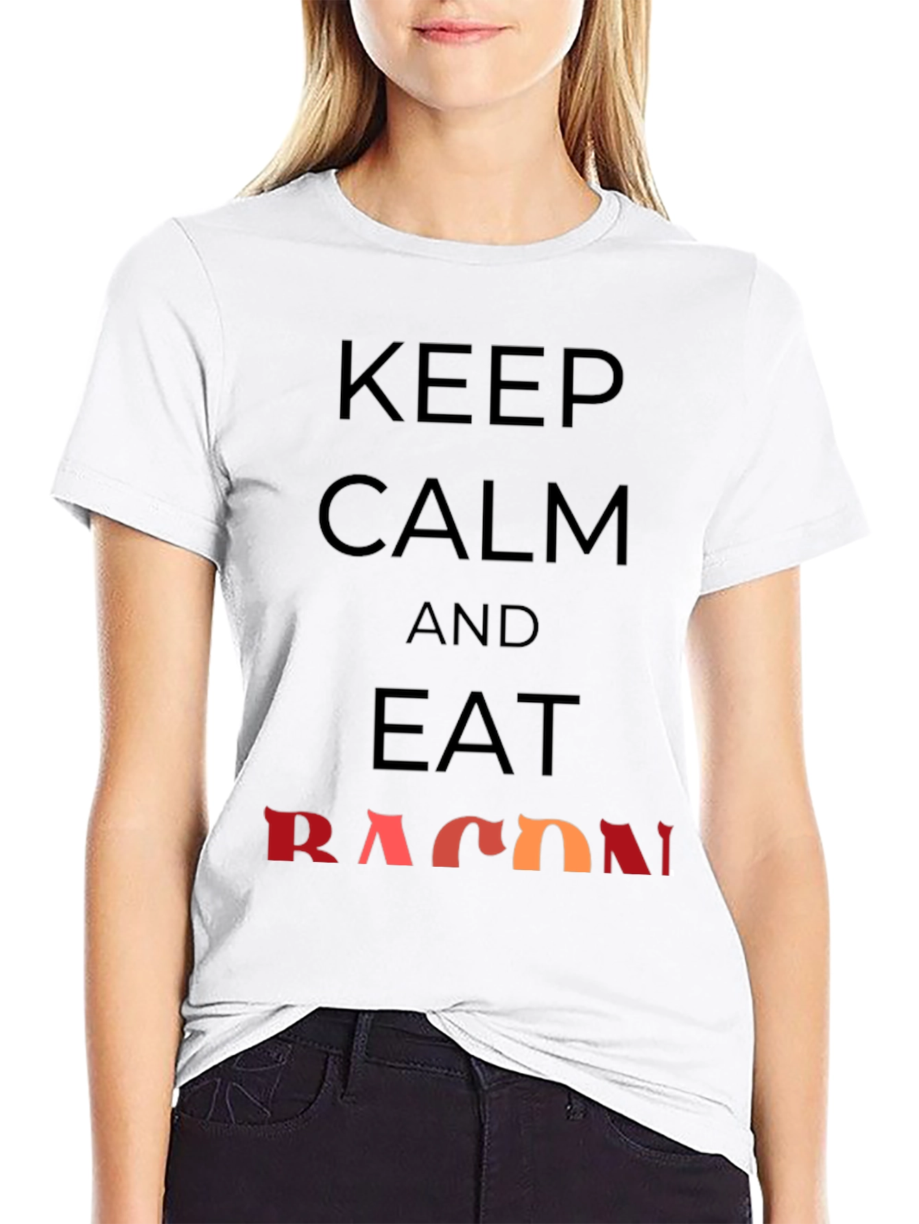Keep Calm and Eat Bacon Graphic T-Shirt