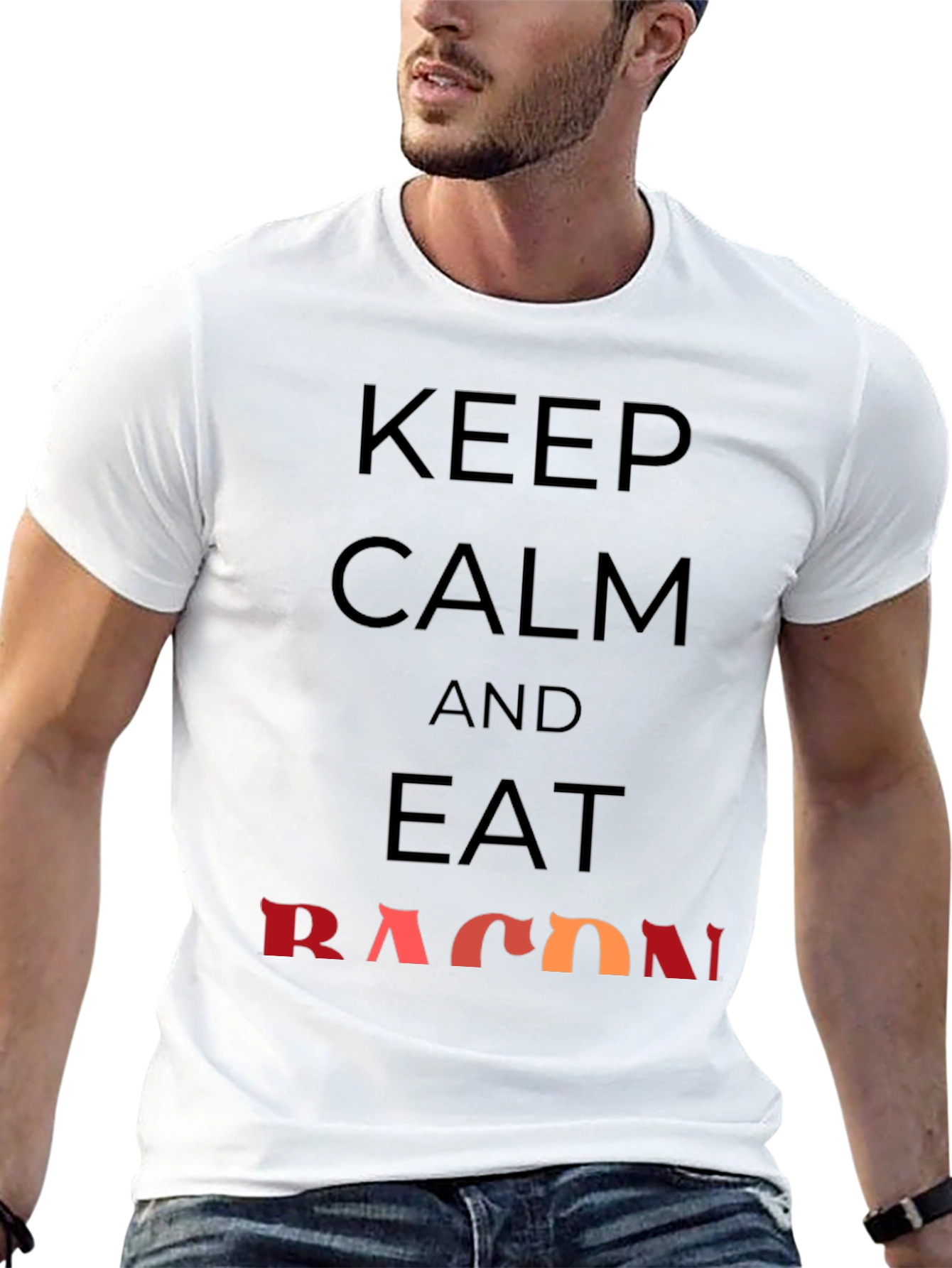 Keep Calm and Eat Bacon Graphic T-Shirt