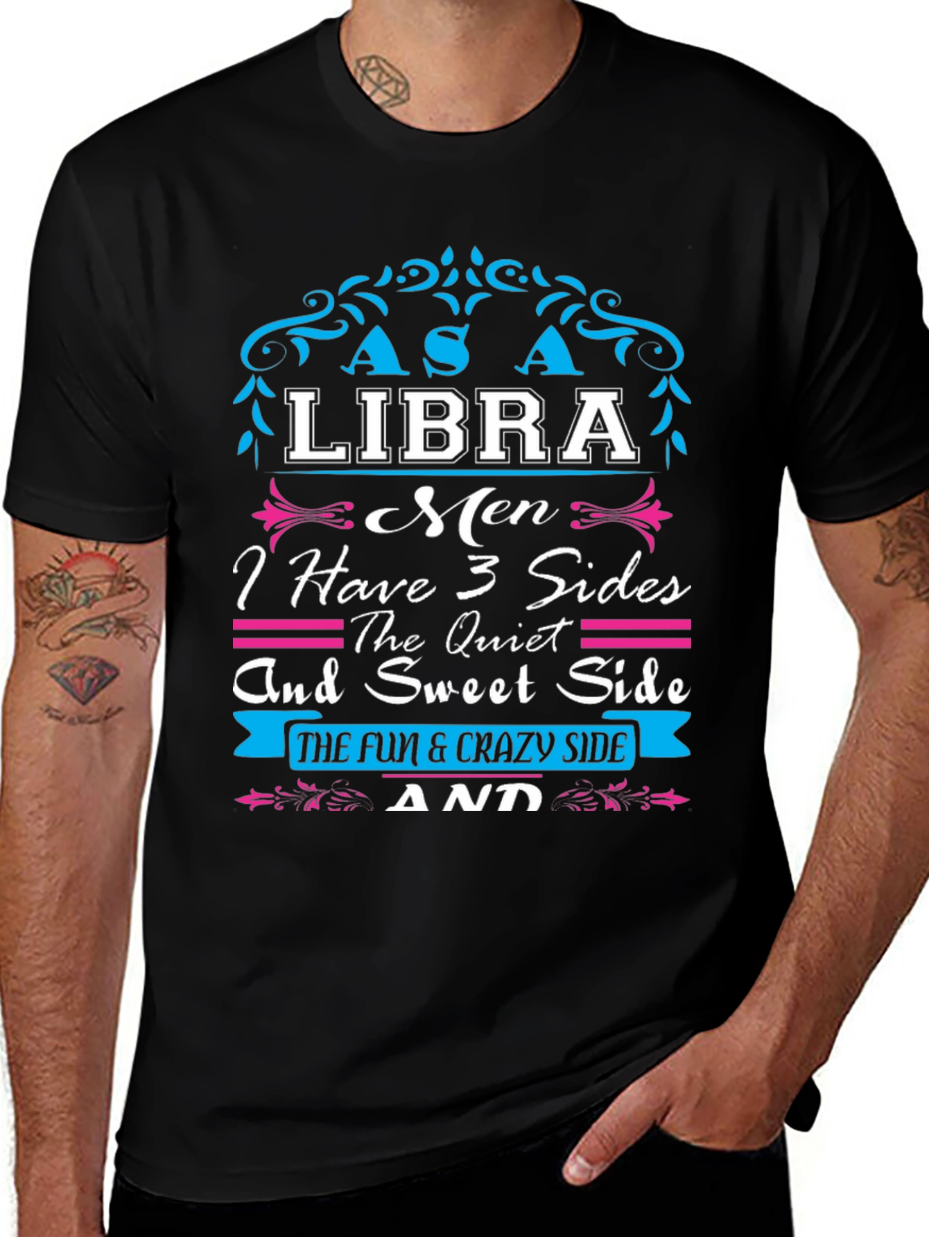 Libra Mens Graphic T-Shirt - 3 Sides Personality