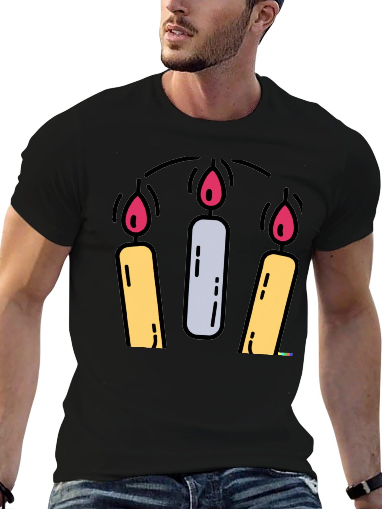 Candle Graphic Tee - Black Cotton Blend