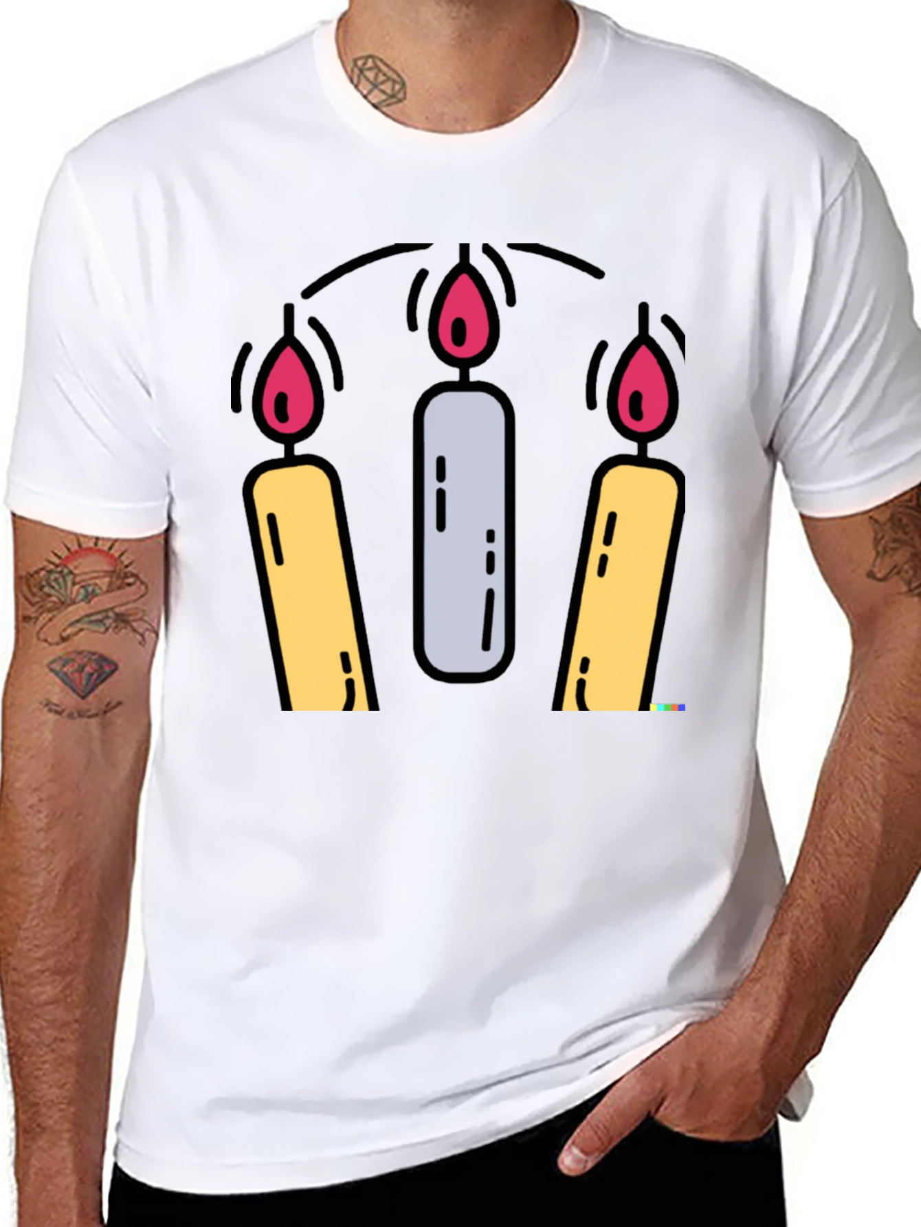 Candle Graphic Tee - Black Cotton Blend