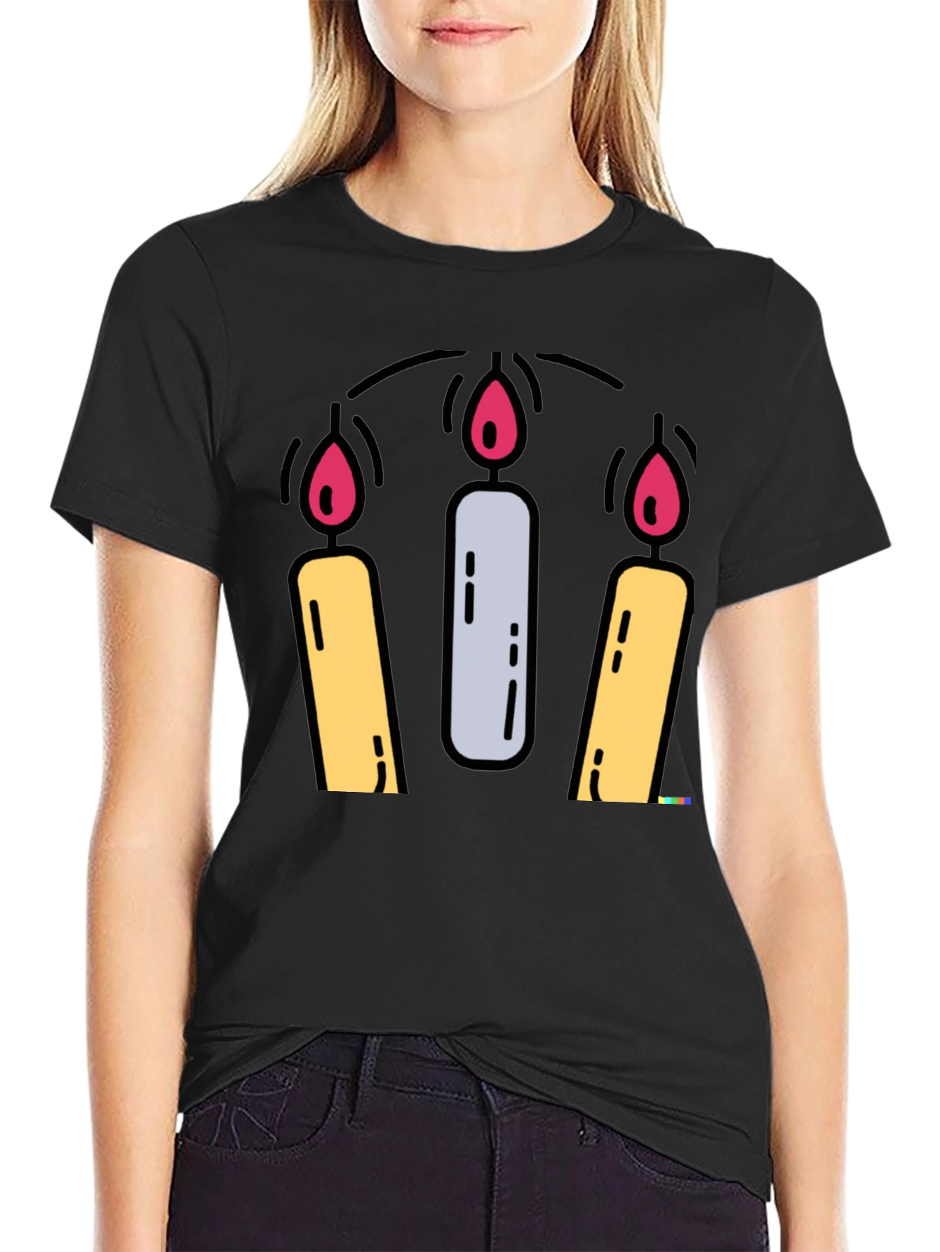 Candle Graphic Tee - Black Cotton Blend