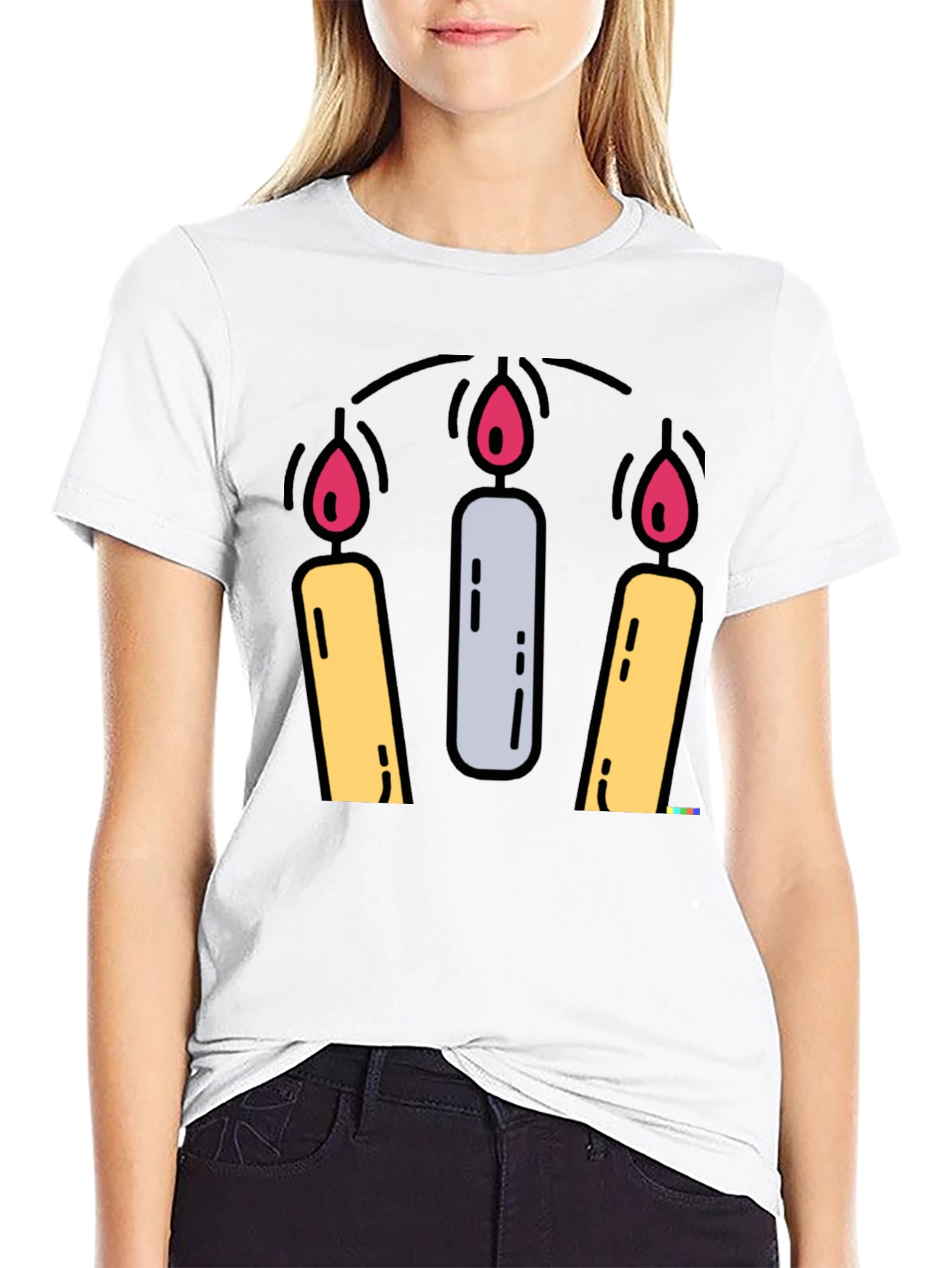 Candle Graphic Tee - Black Cotton Blend