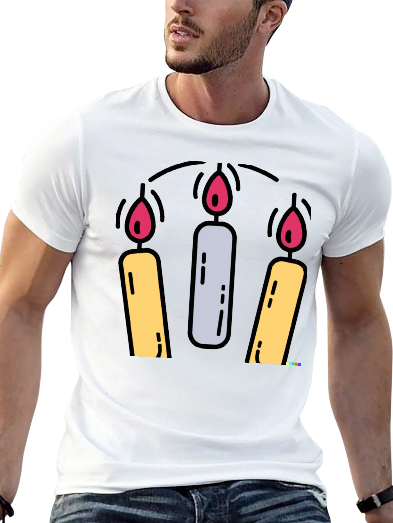 Candle Graphic Tee - Black Cotton Blend
