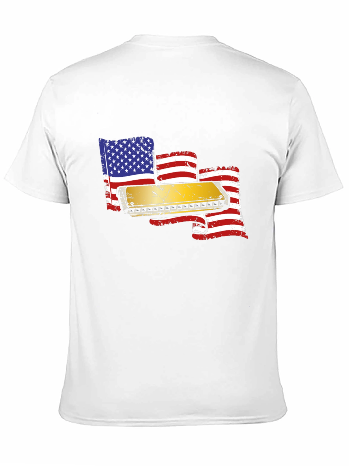 Harmonica American Flag Graphic T-Shirt