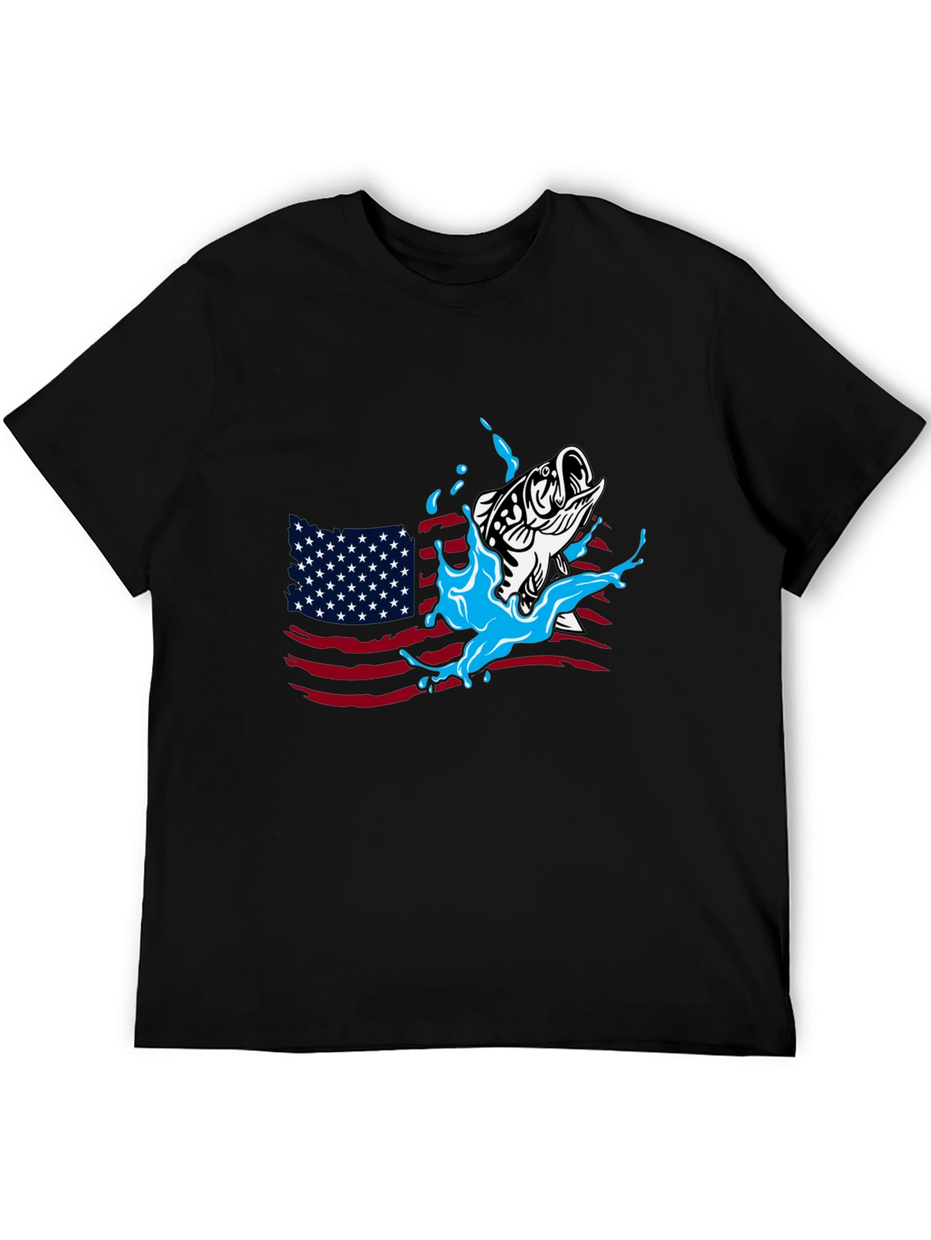 American Fish Graphic T-Shirt - Patriotic Style
