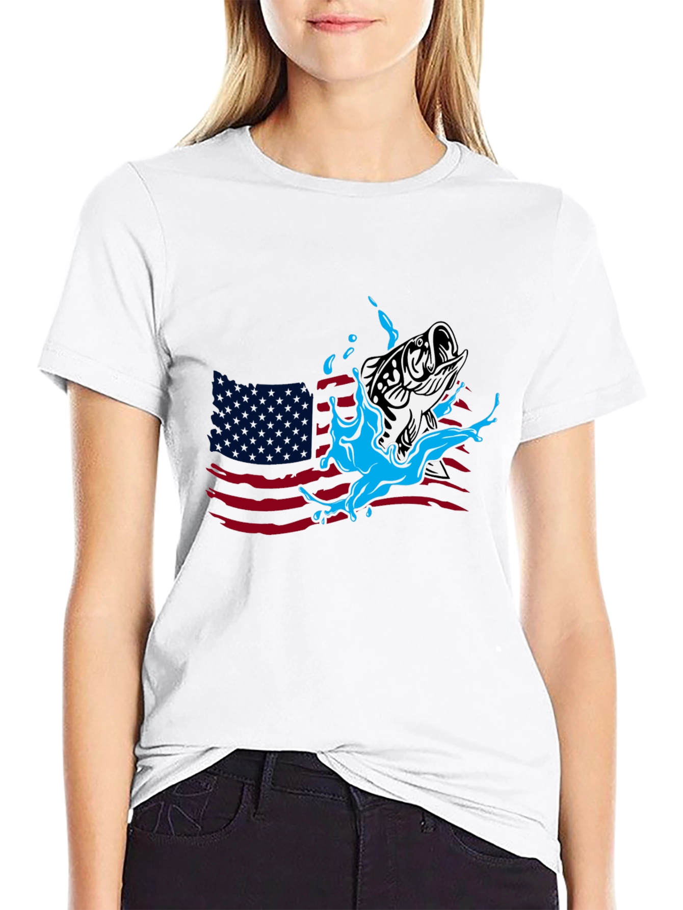 American Fish Graphic T-Shirt - Patriotic Style