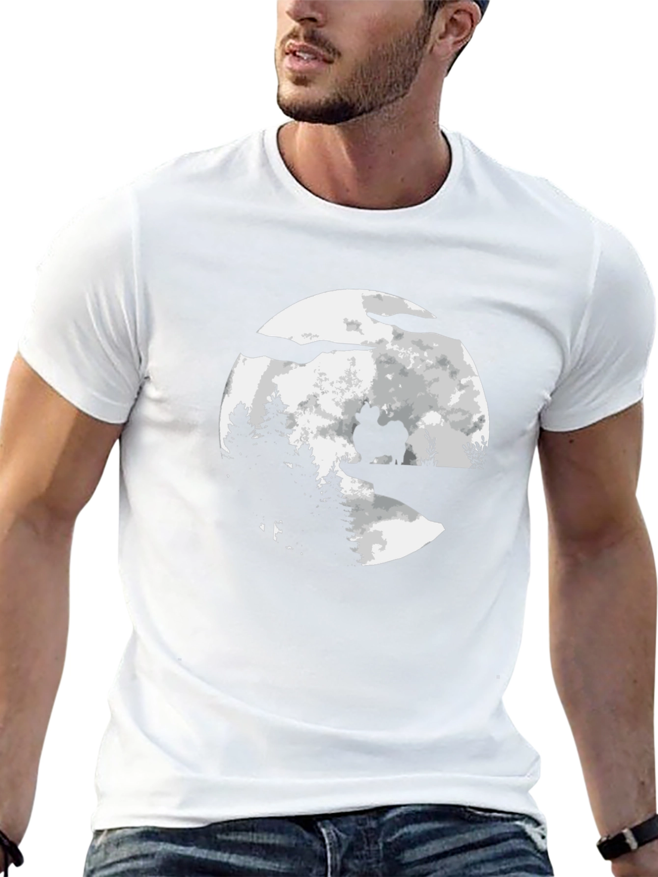 Dog Silhouette Moon Graphic Tee
