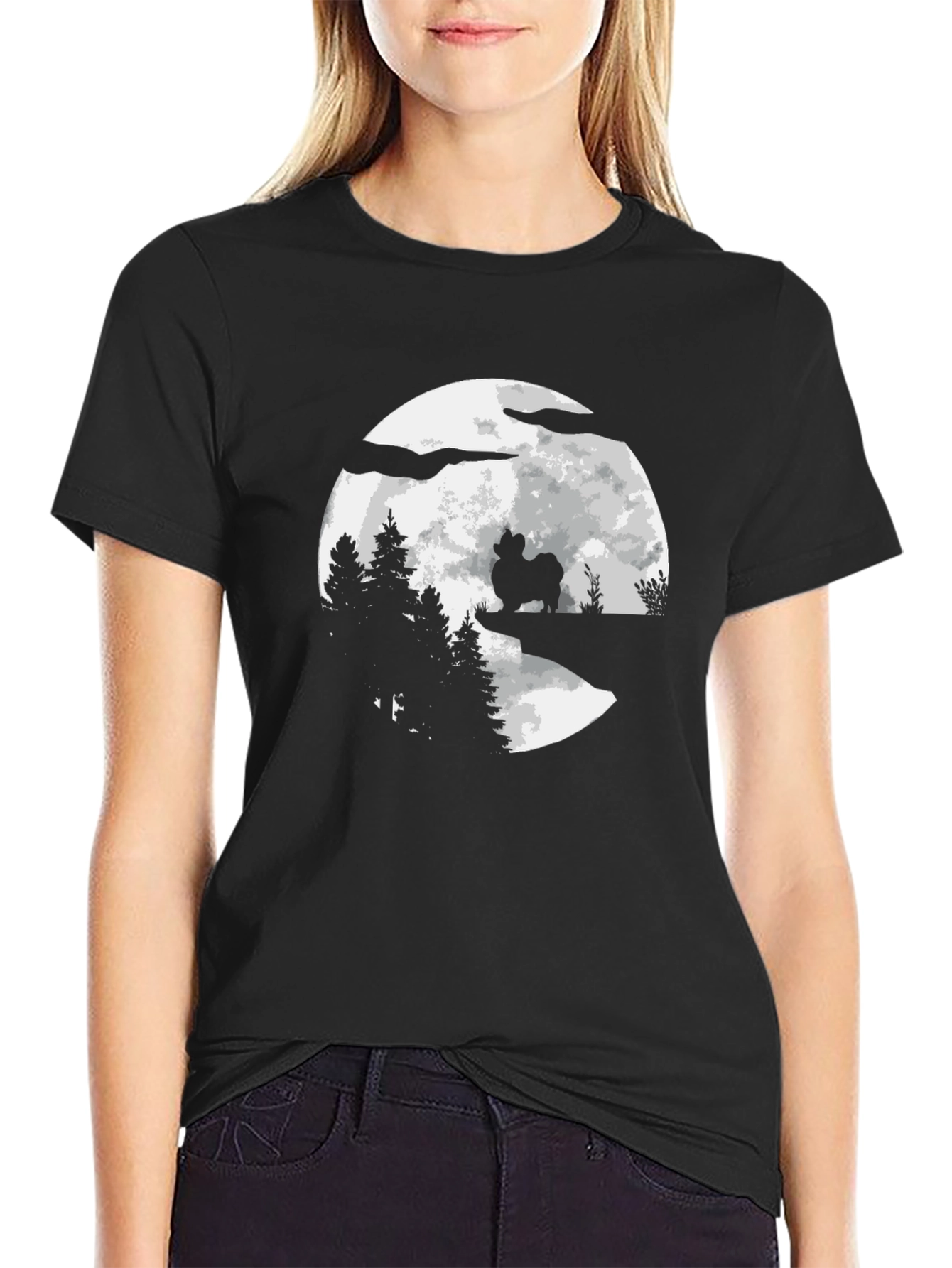 Dog Silhouette Moon Graphic Tee