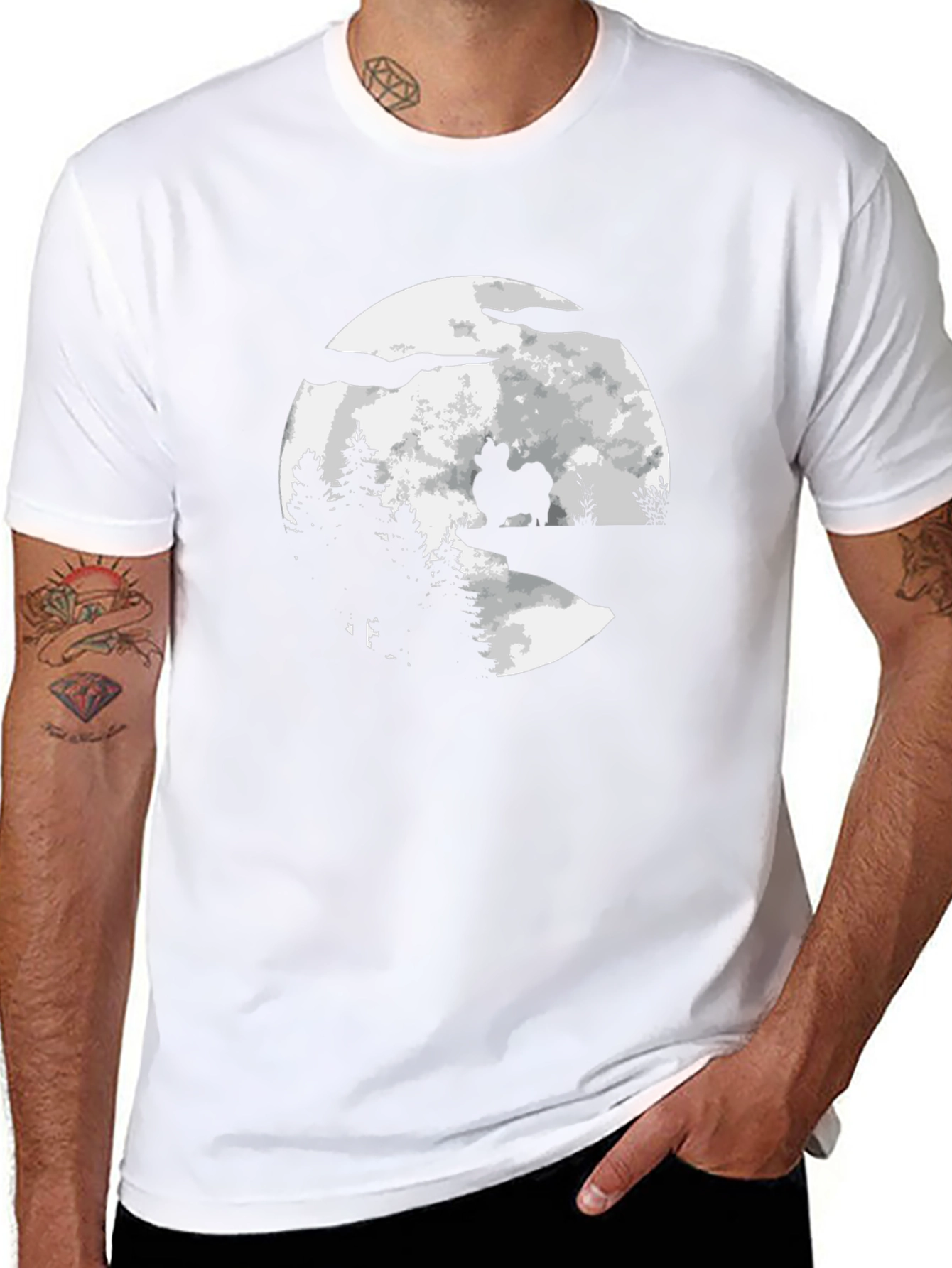 Dog Silhouette Moon Graphic Tee