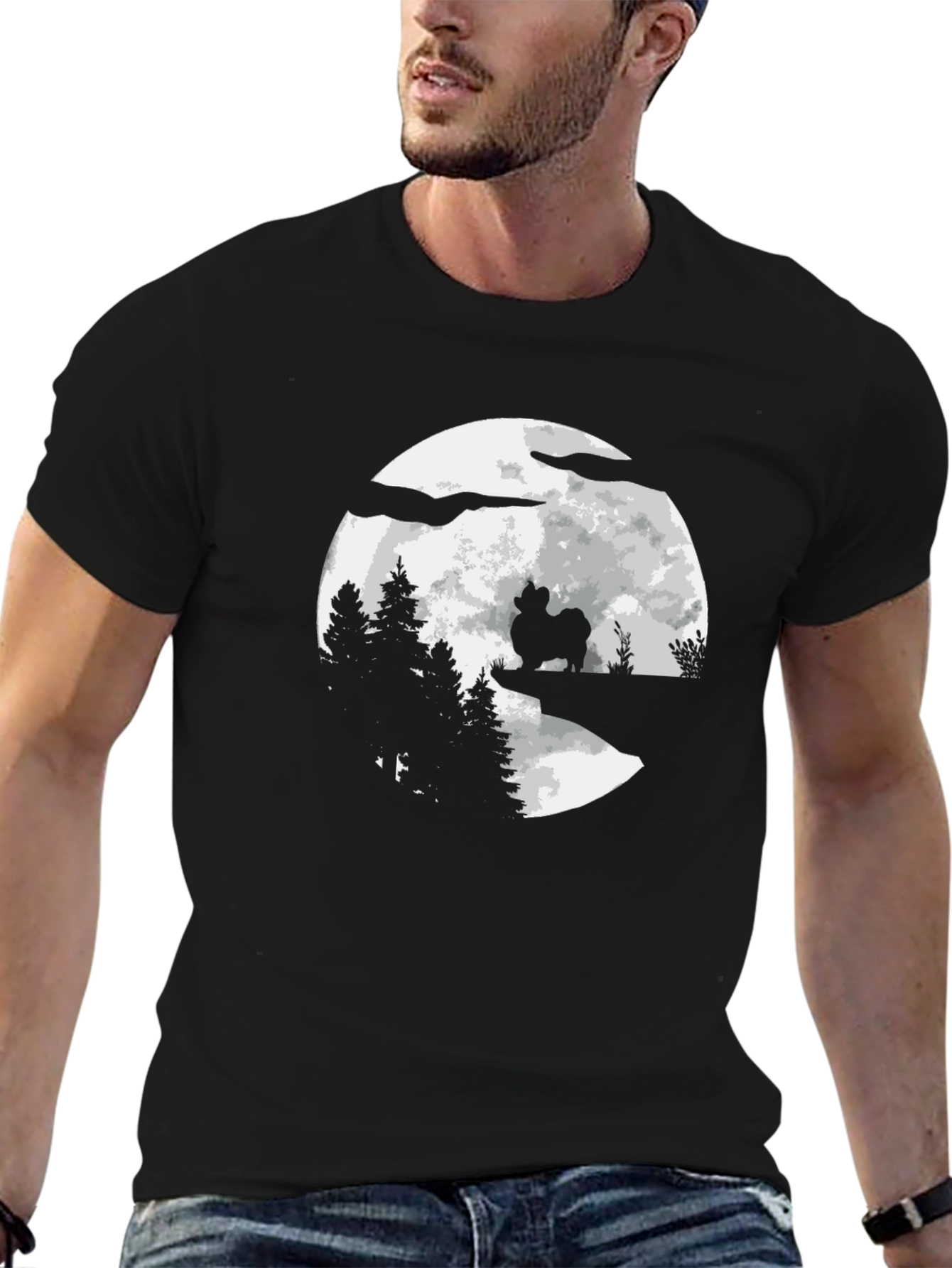 Dog Silhouette Moon Graphic Tee