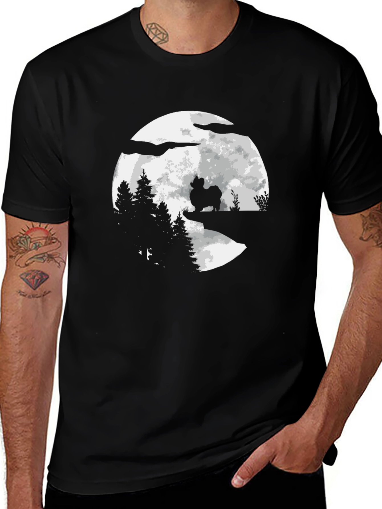 Dog Silhouette Moon Graphic Tee