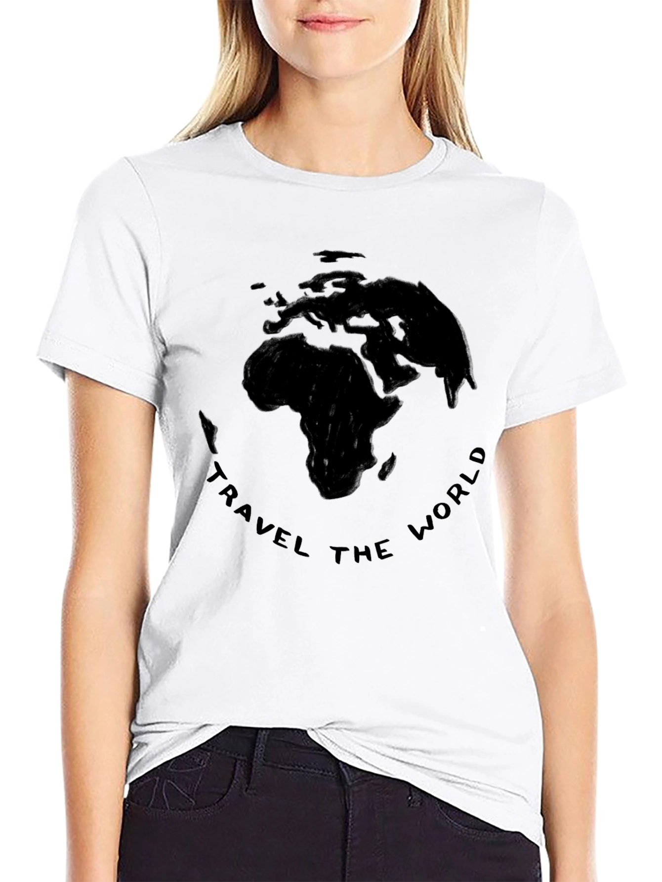 Travel the World Black Graphic T-Shirt