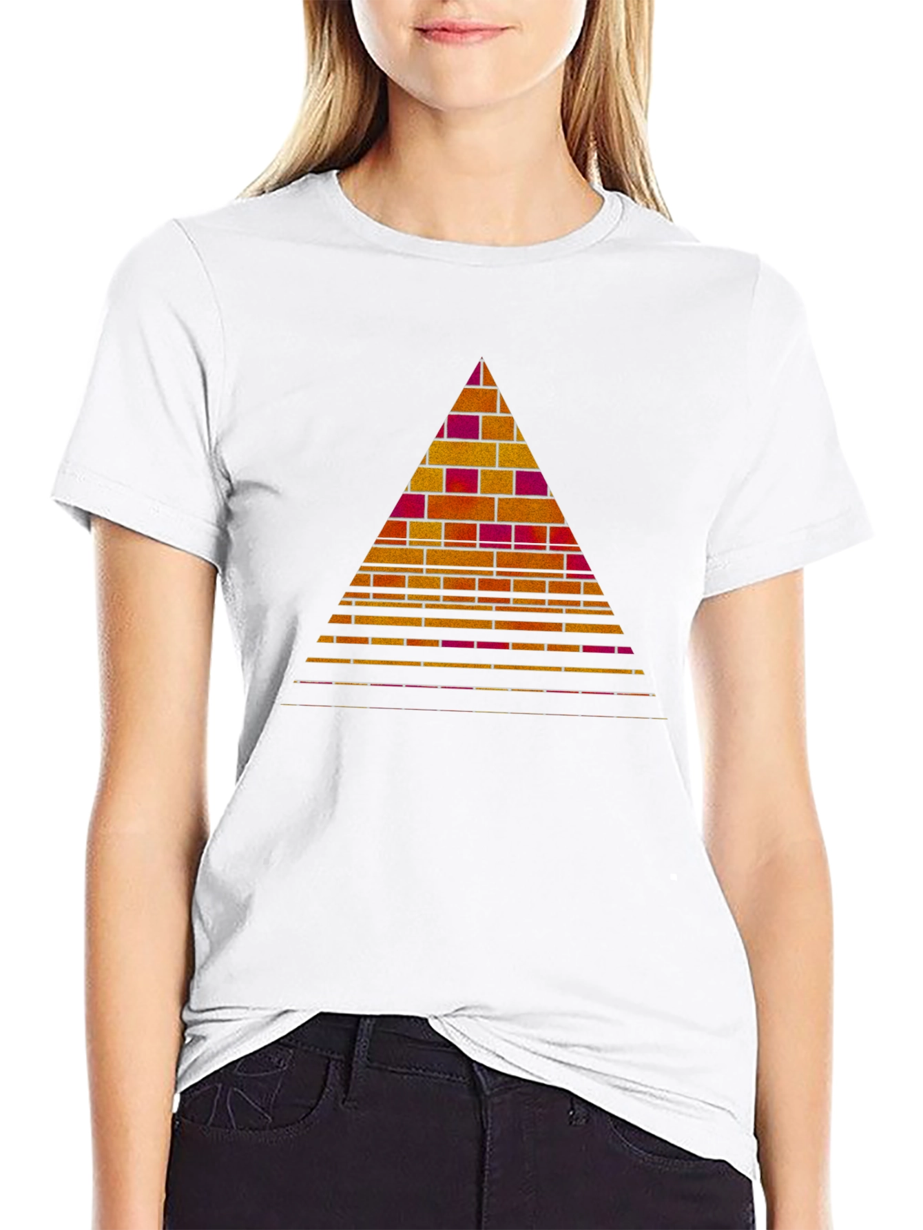 Brick Pyramid Graphic Tee - Modern Geometric Design
