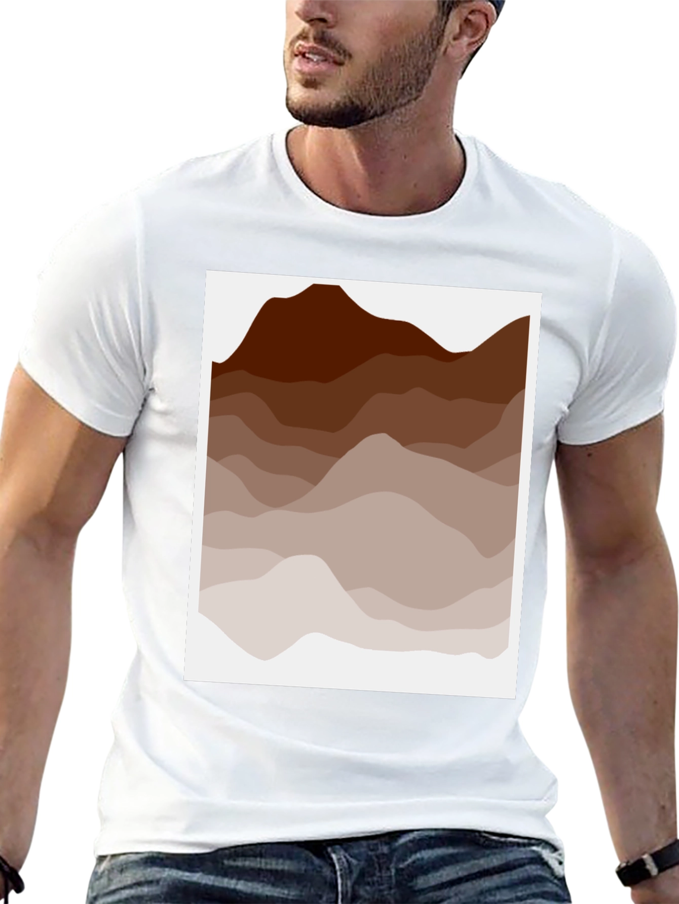 Earth Tone Mountain Graphic Tee - Casual Style