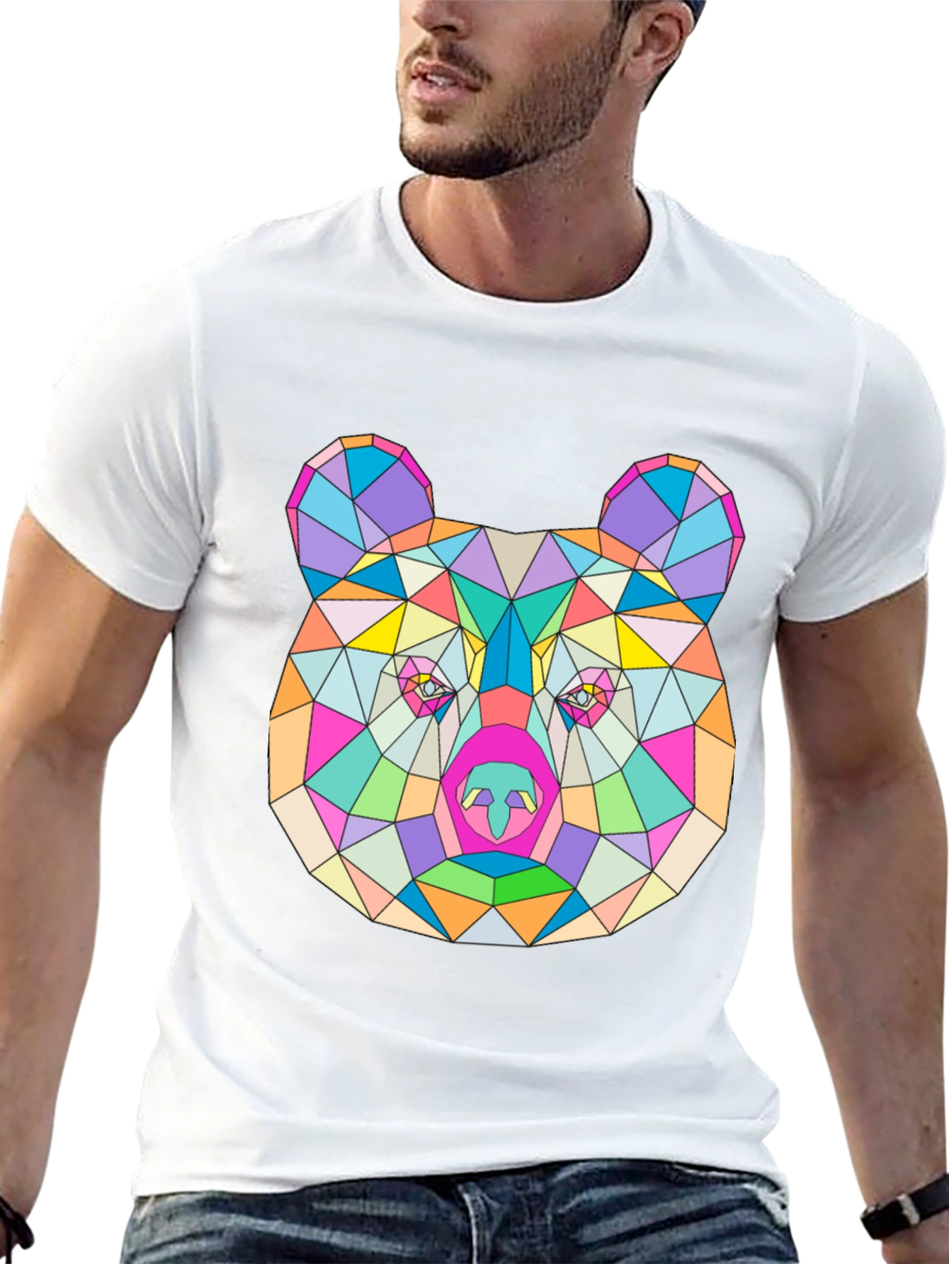 Geometric Bear T-Shirt - Modern Art Tee
