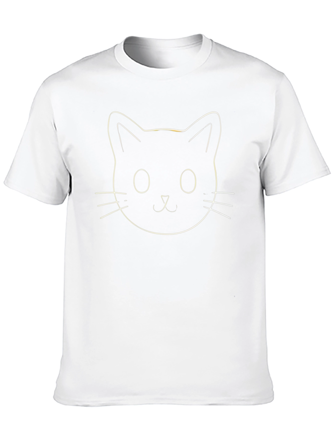 Cute Cat Face Outline Black T-Shirt