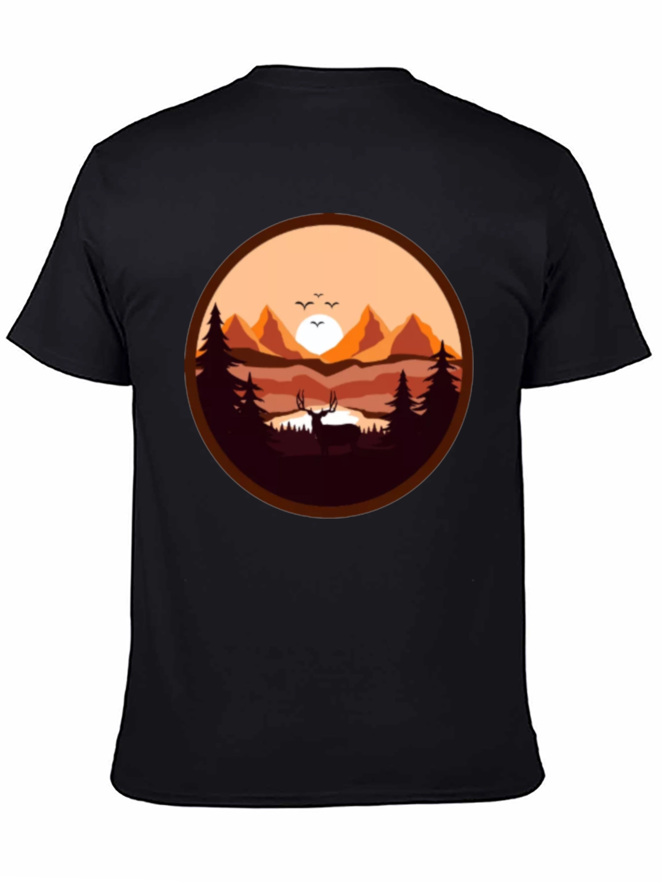 Nature Deer Graphic Tee - Black
