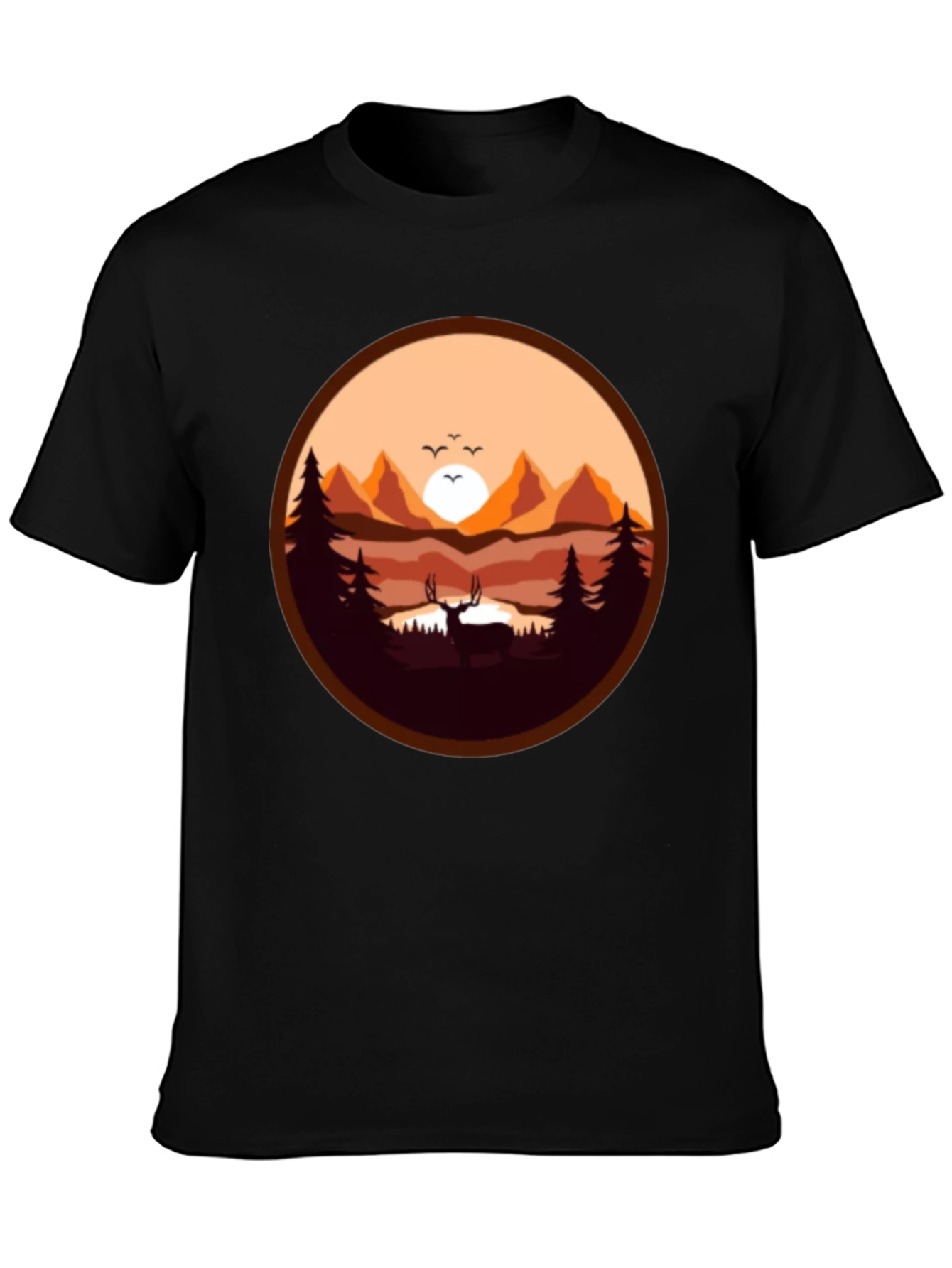 Nature Deer Graphic Tee - Black