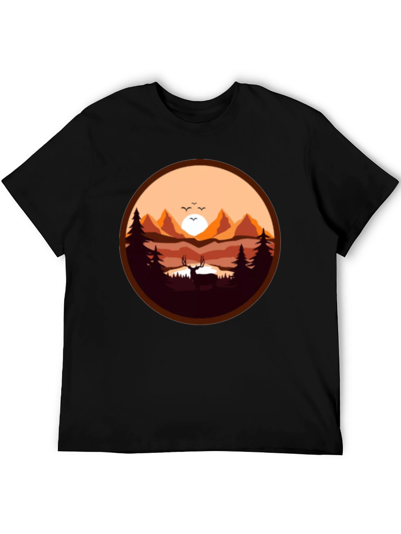 Nature Deer Graphic Tee - Black