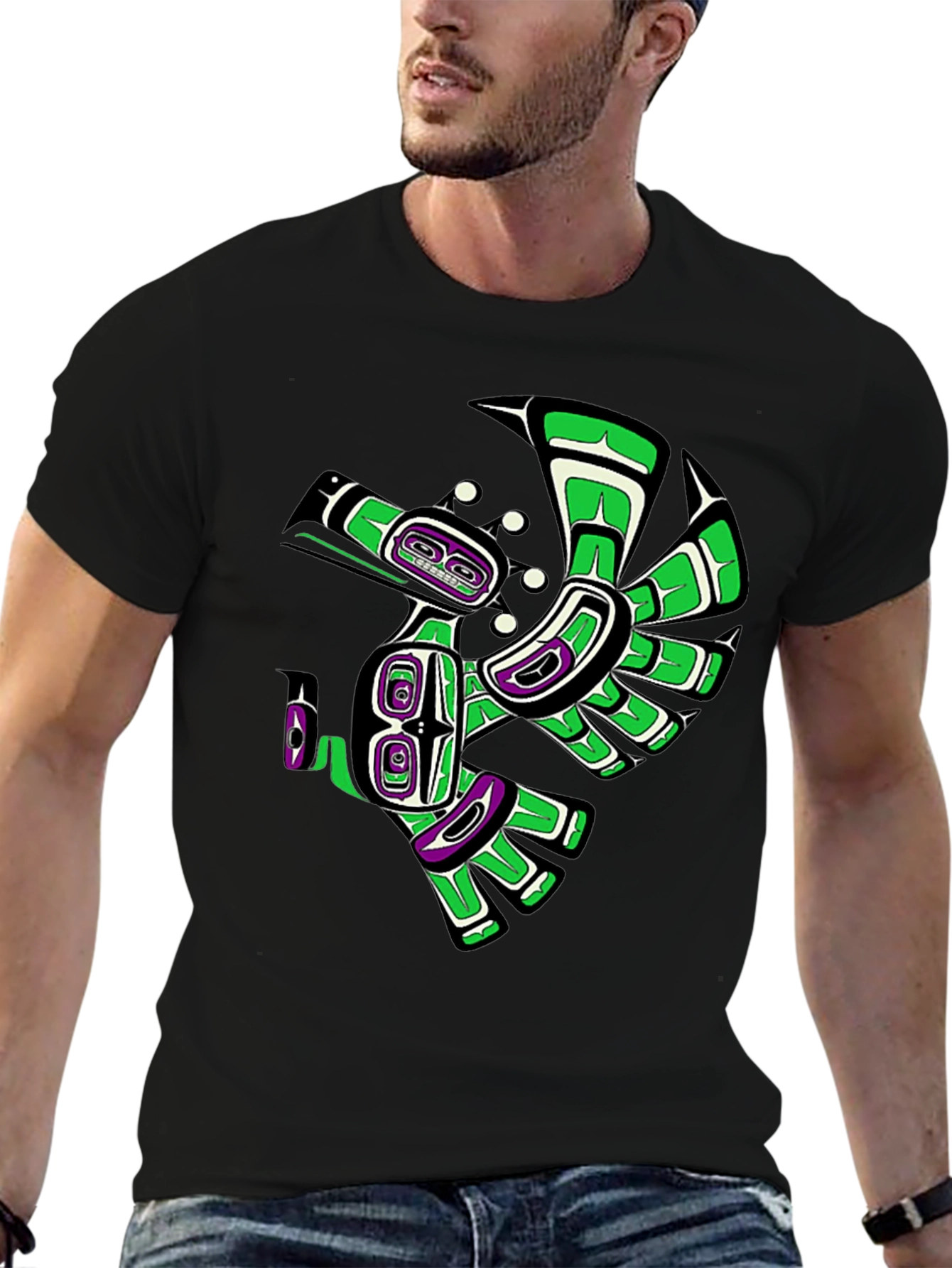 Native American Art Raven Black T-Shirt