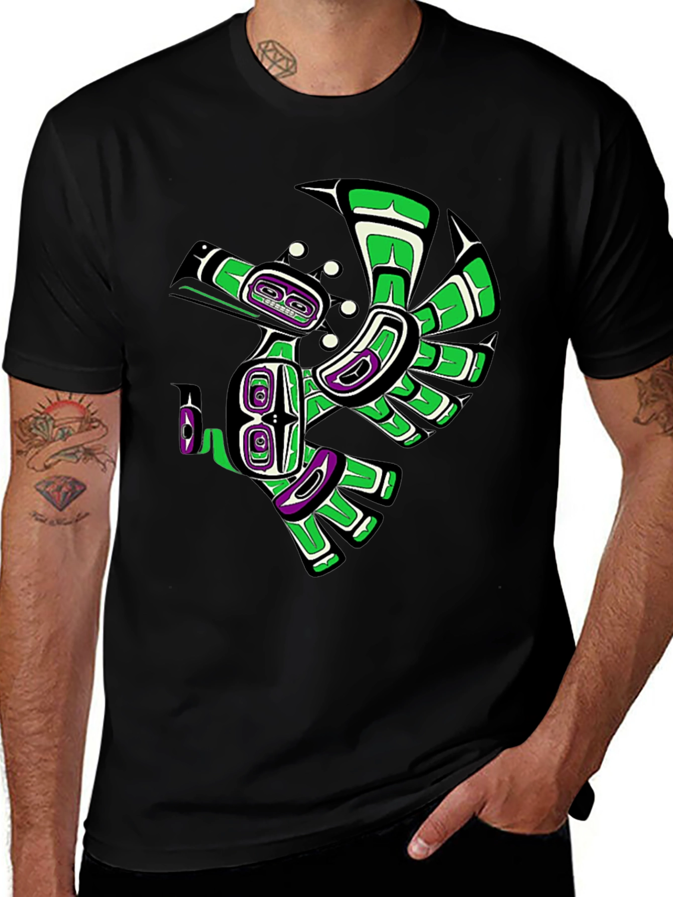 Native American Art Raven Black T-Shirt