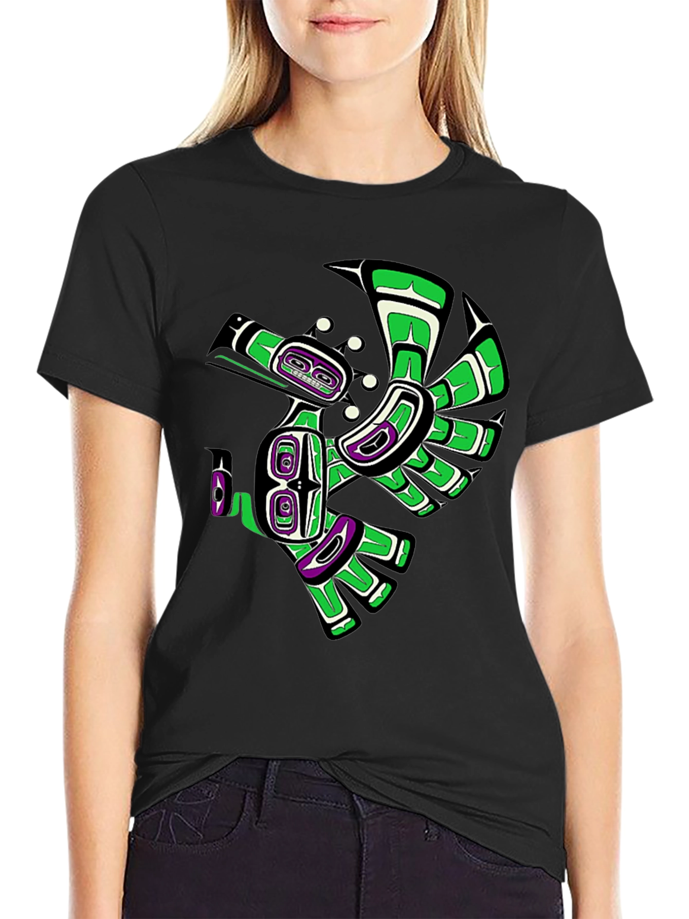 Native American Art Raven Black T-Shirt