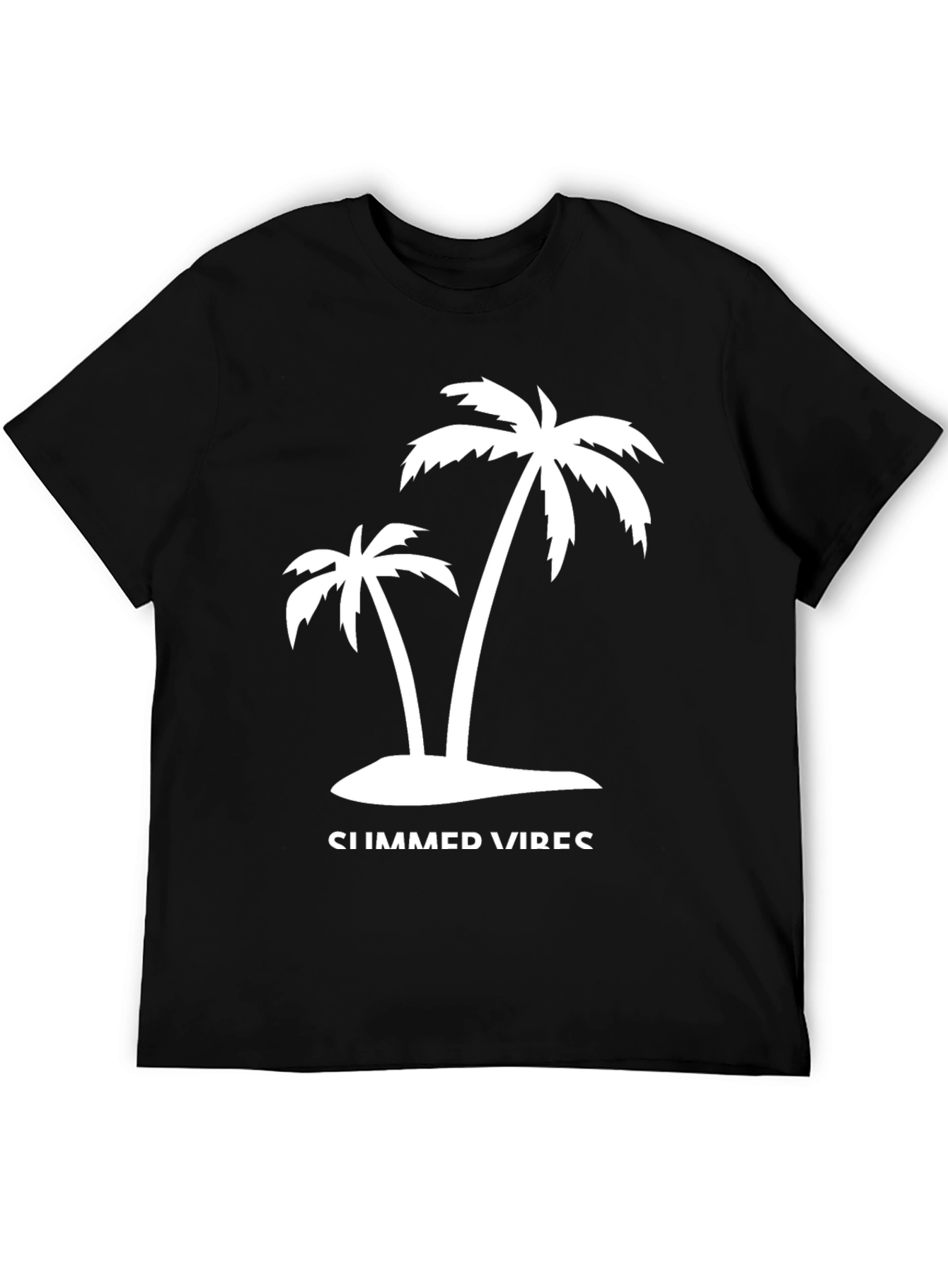 Summer Vibes Palm Tree Graphic Black T-Shirt