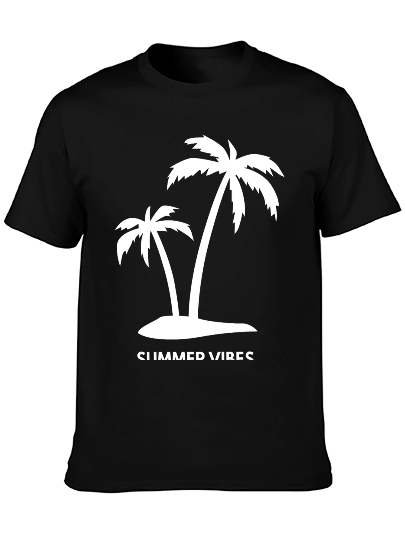 Summer Vibes Palm Tree Graphic Black T-Shirt