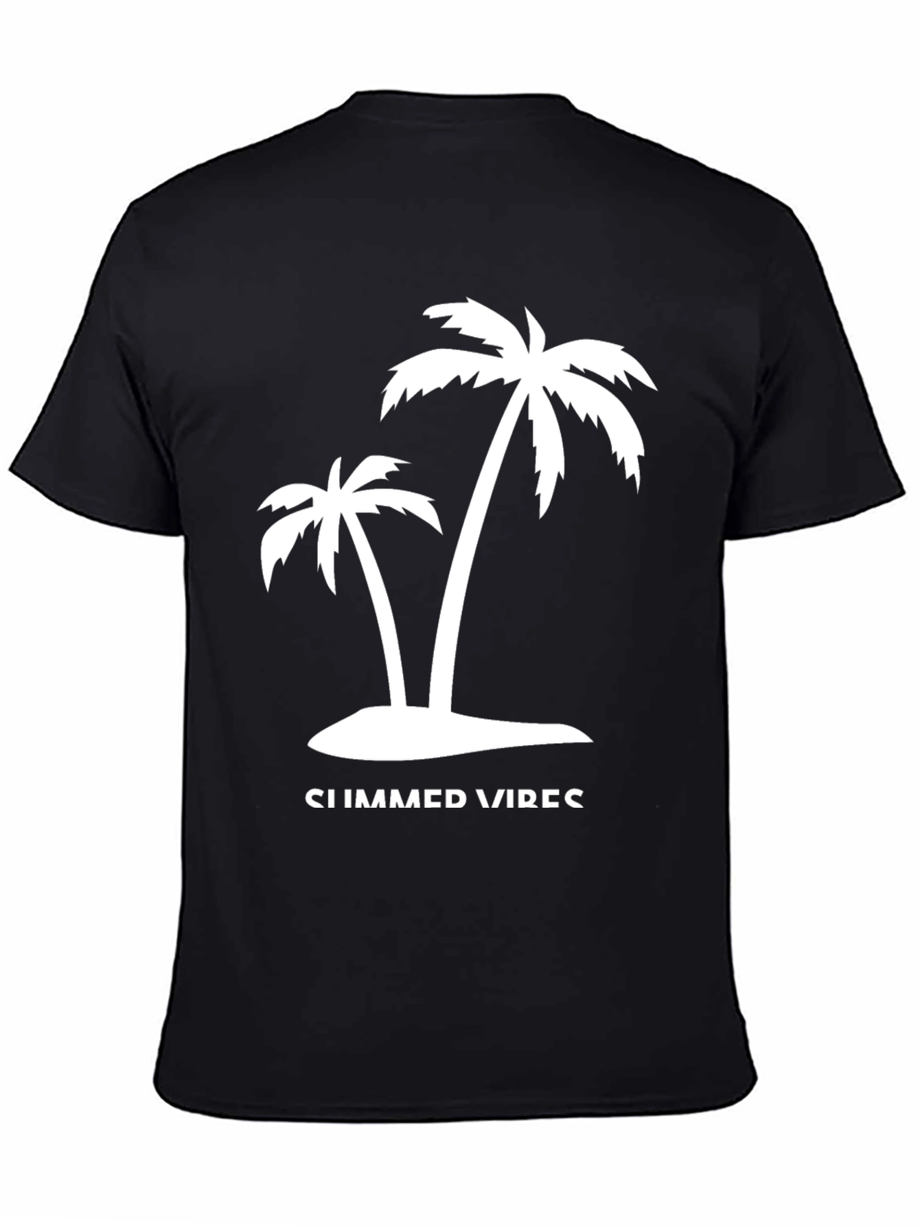 Summer Vibes Palm Tree Graphic Black T-Shirt