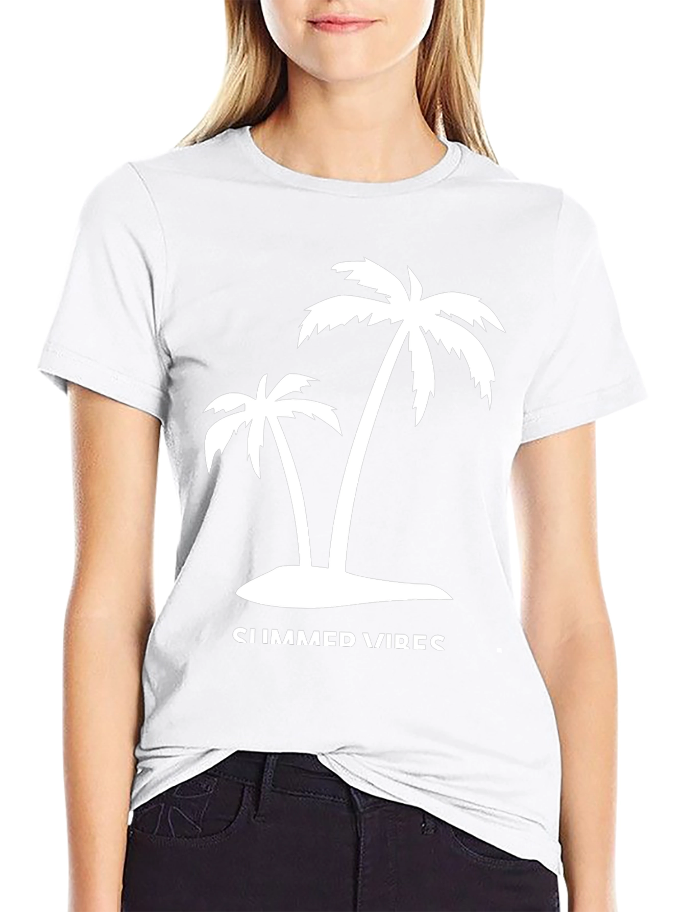 Summer Vibes Palm Tree Graphic Black T-Shirt