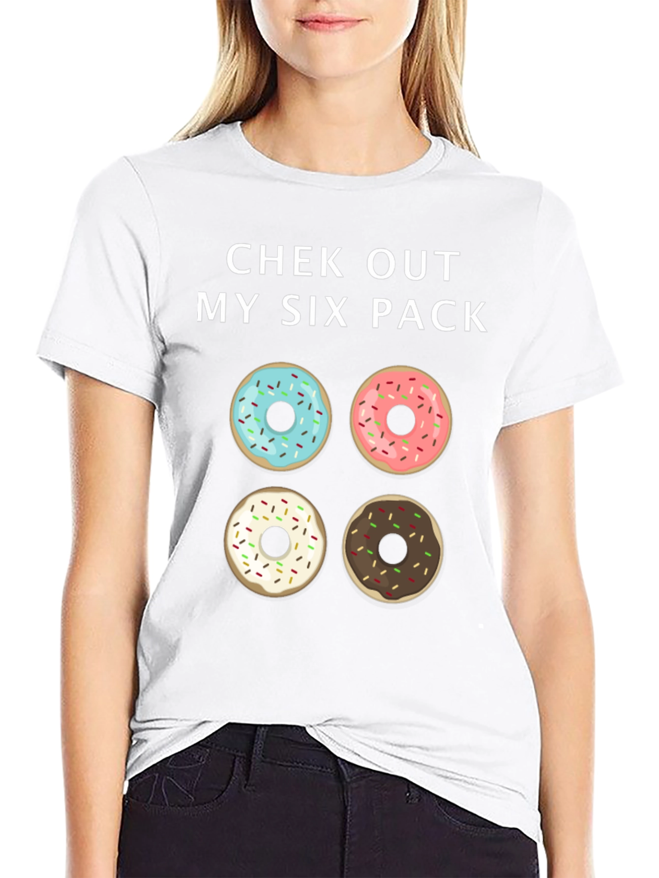 Chek Out My Six Pack Donut Graphic Tee