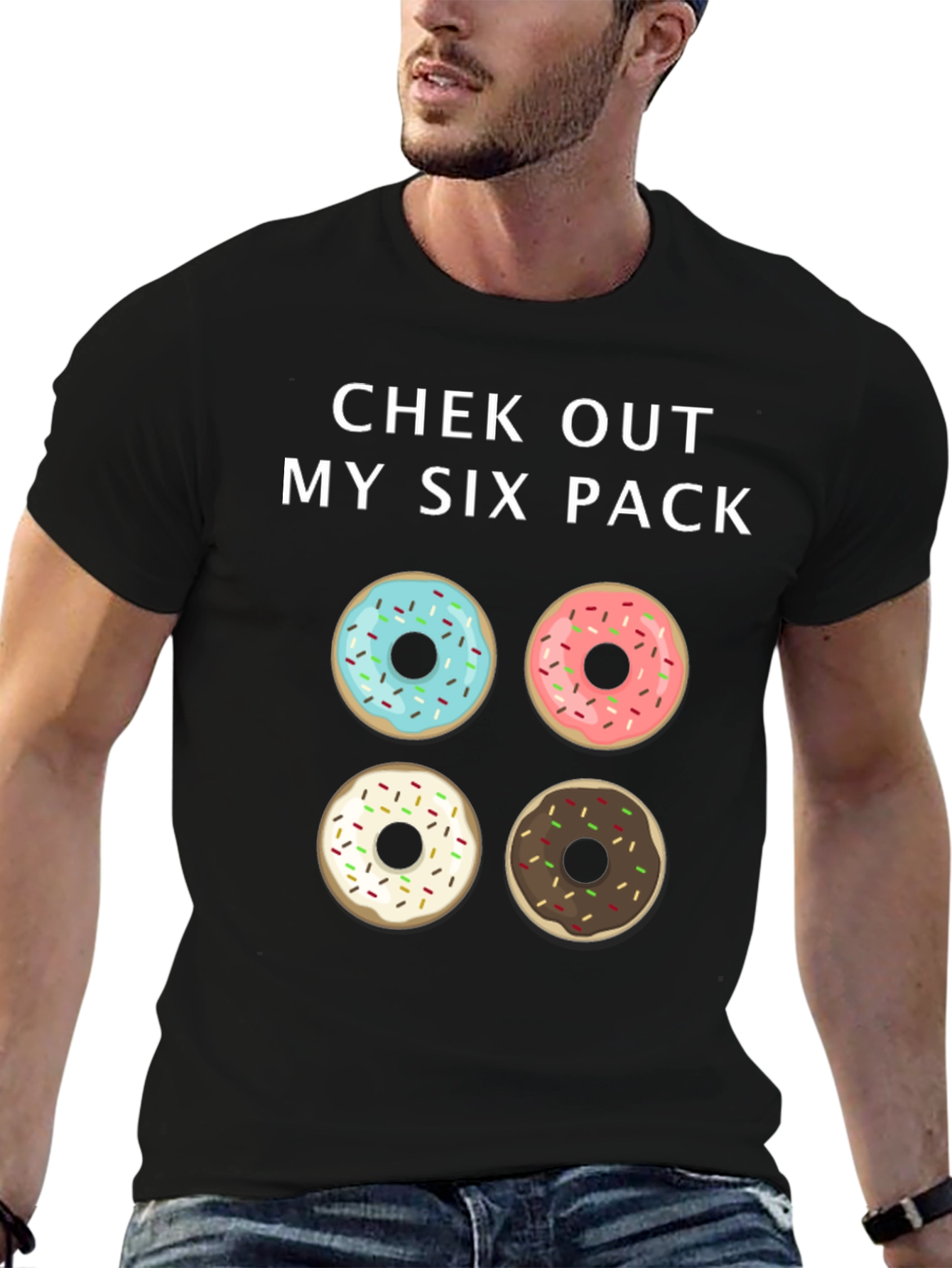 Chek Out My Six Pack Donut Graphic Tee