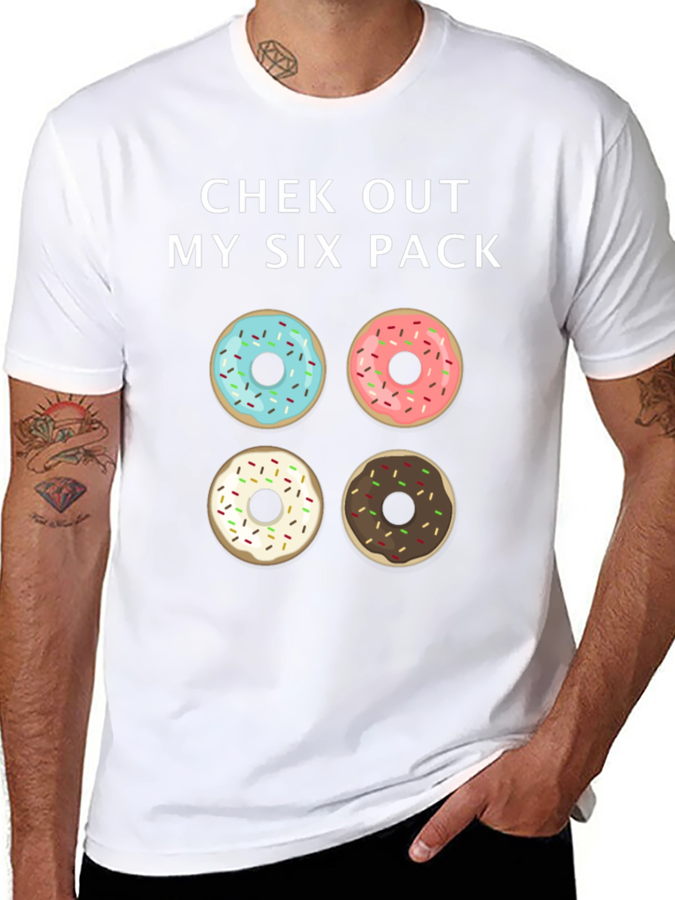 Chek Out My Six Pack Donut Graphic Tee