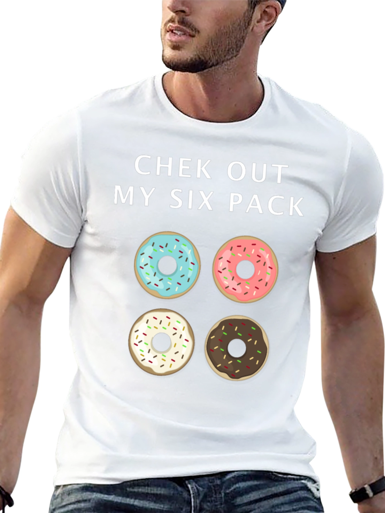 Chek Out My Six Pack Donut Graphic Tee