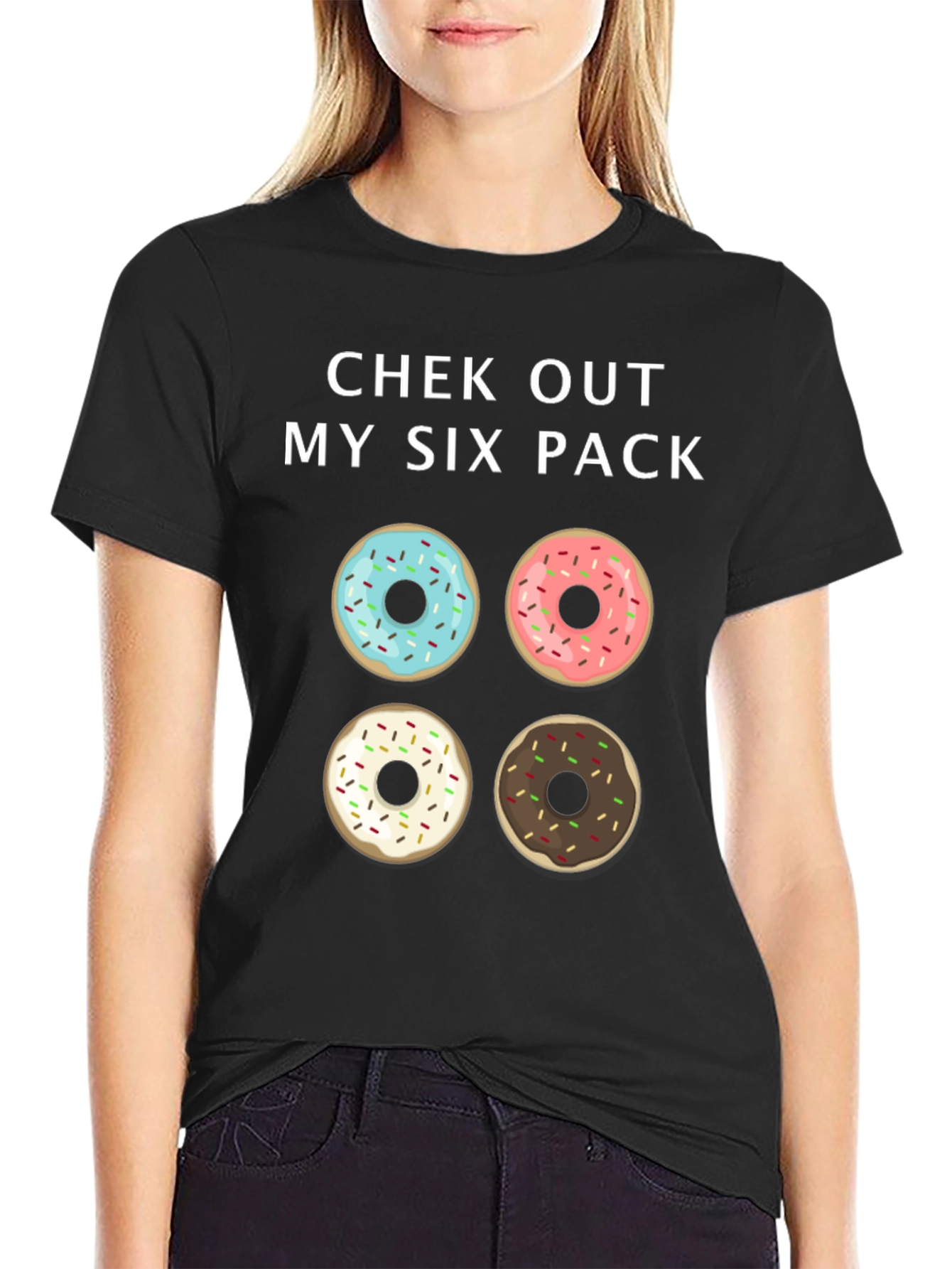 Chek Out My Six Pack Donut Graphic Tee
