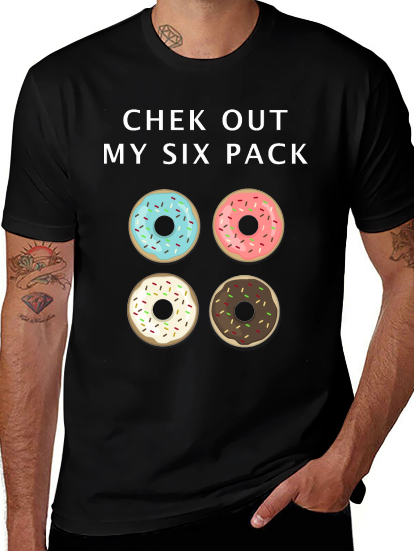 Chek Out My Six Pack Donut Graphic Tee