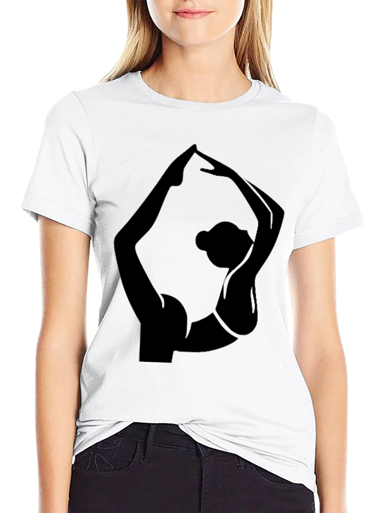 Yoga Pose Graphic Tee - Black Cotton T-Shirt