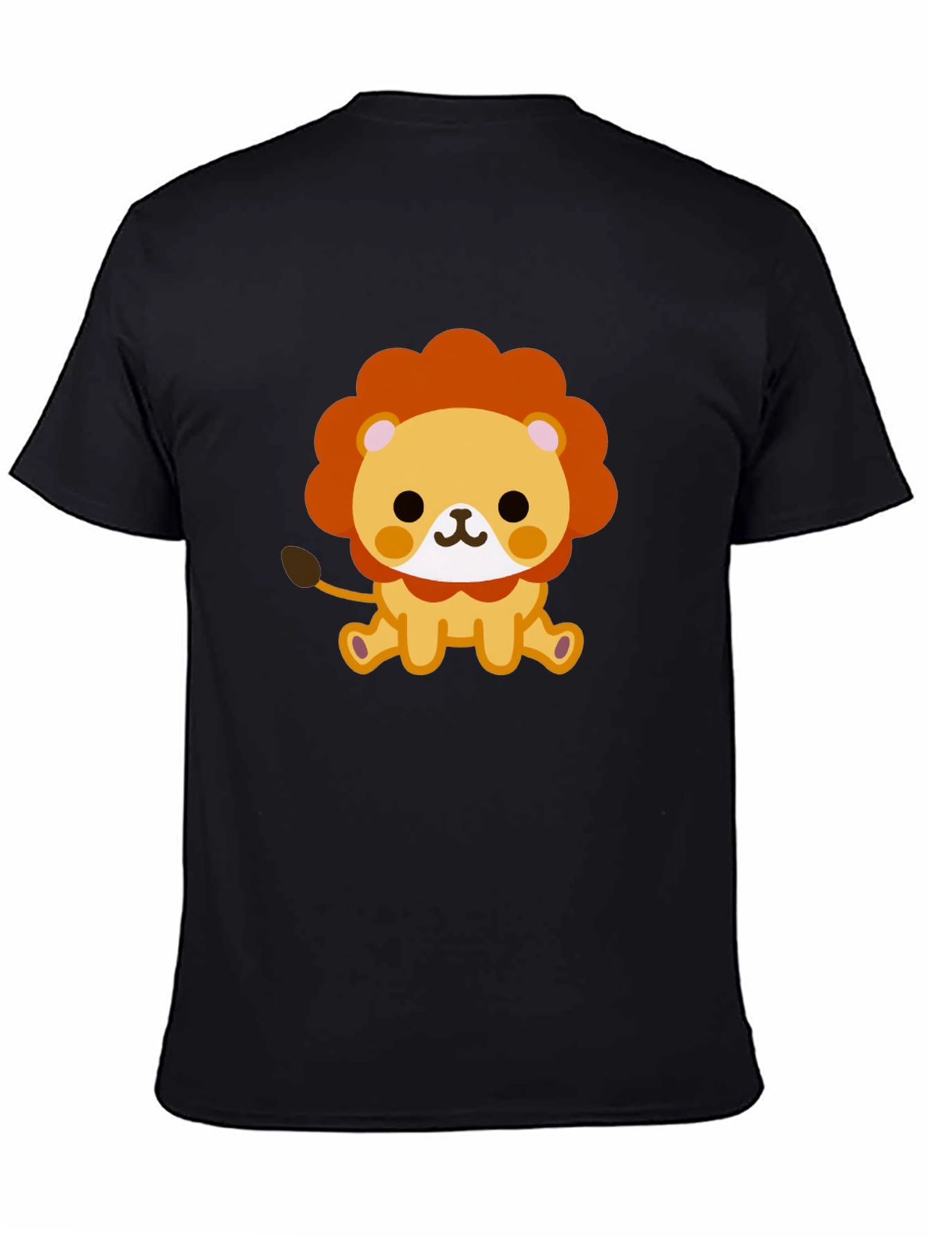 Cute Lion Graphic Tee - Black Cotton Shirt