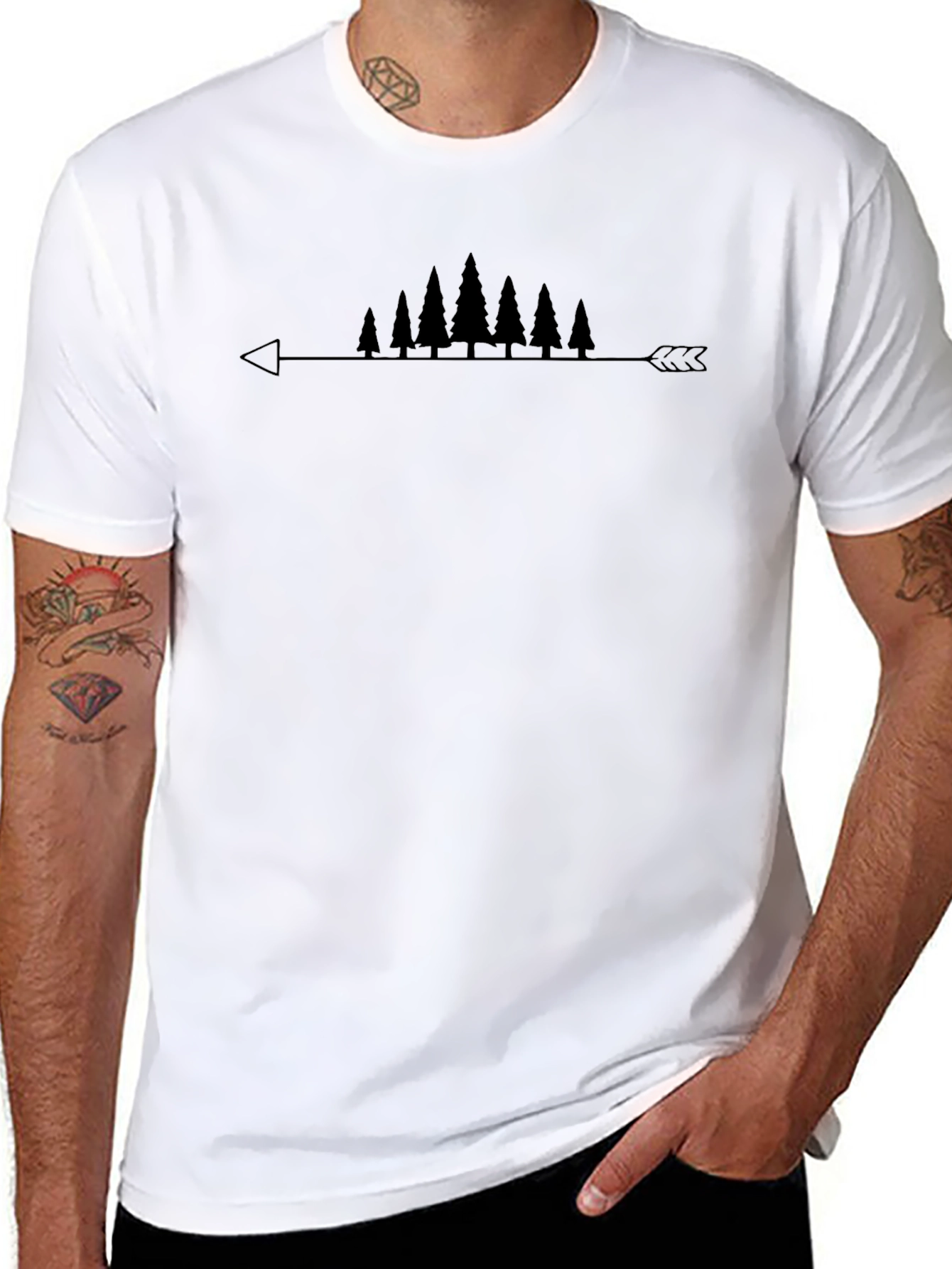 Arrow and Trees Graphic Tee - Mens Black T-Shirt