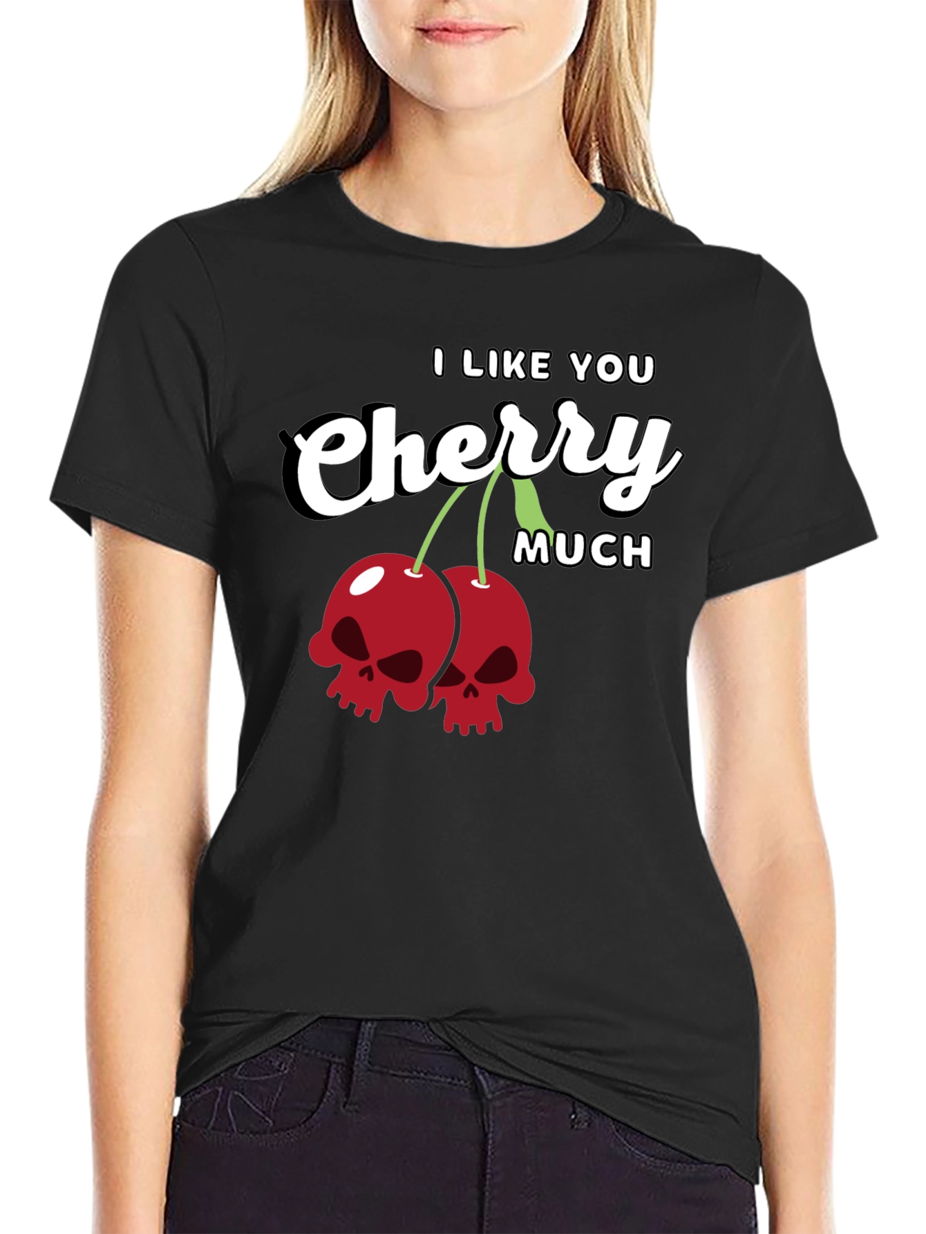 I Like You Cherry Much Skull T-Shirt