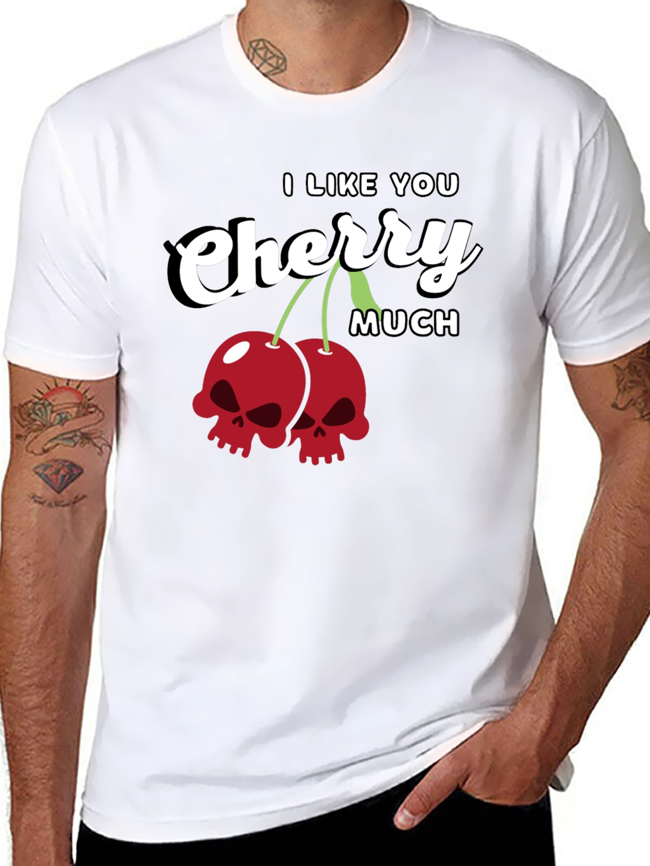 I Like You Cherry Much Skull T-Shirt