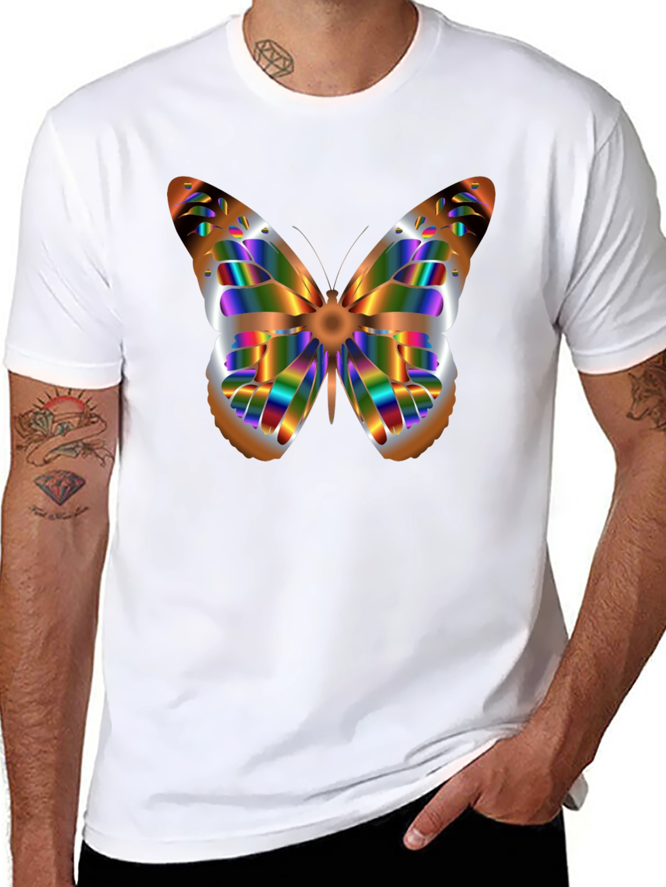 Butterfly Graphic Print Black T-Shirt