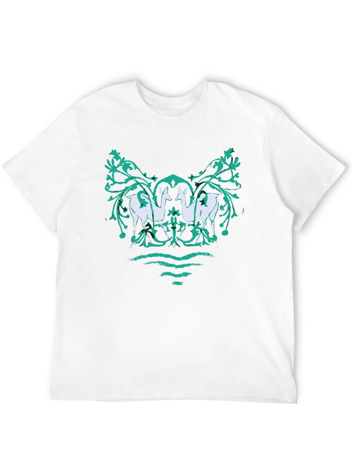 Unique Deer Motif Graphic Tee - Black