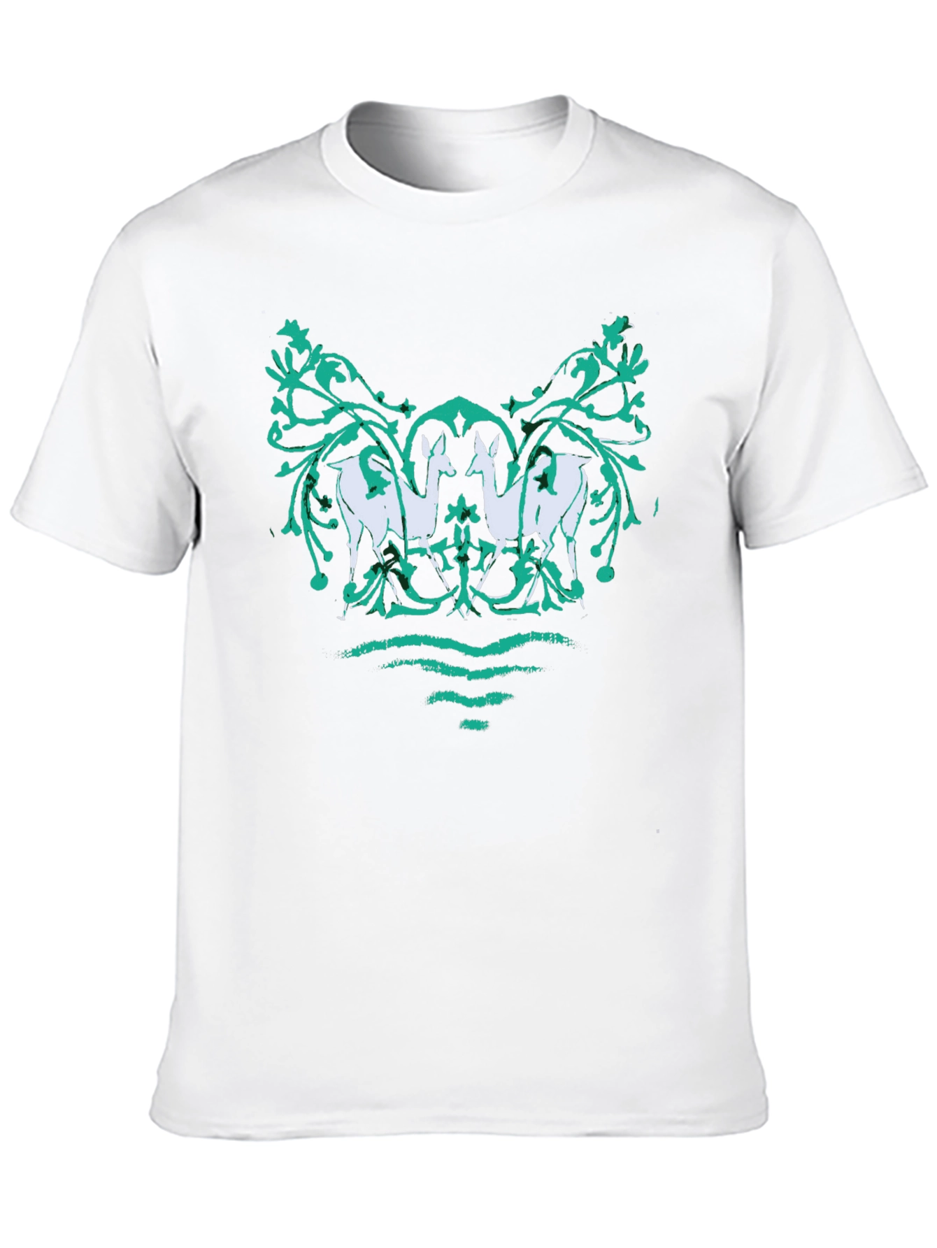 Unique Deer Motif Graphic Tee - Black