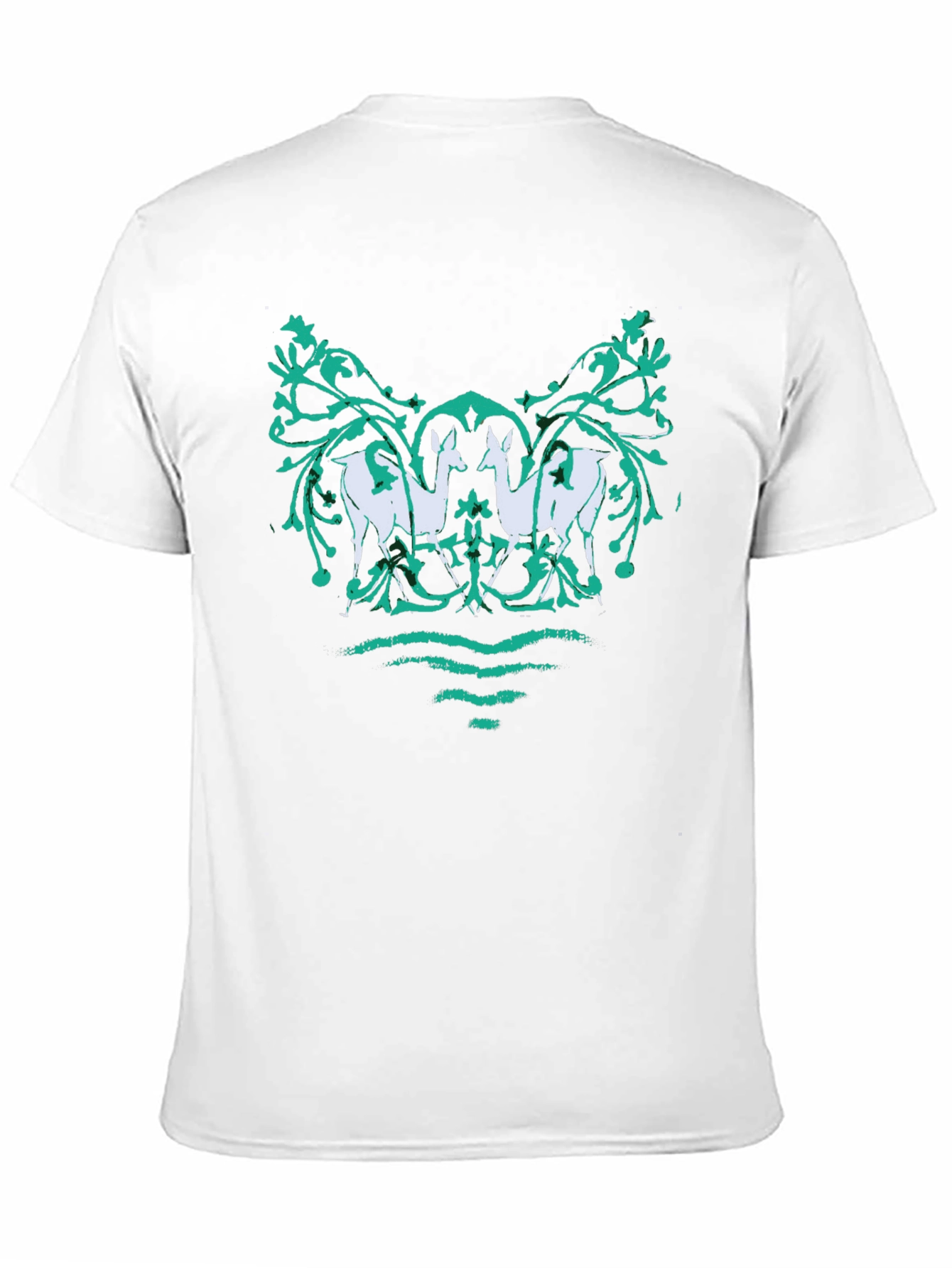 Unique Deer Motif Graphic Tee - Black