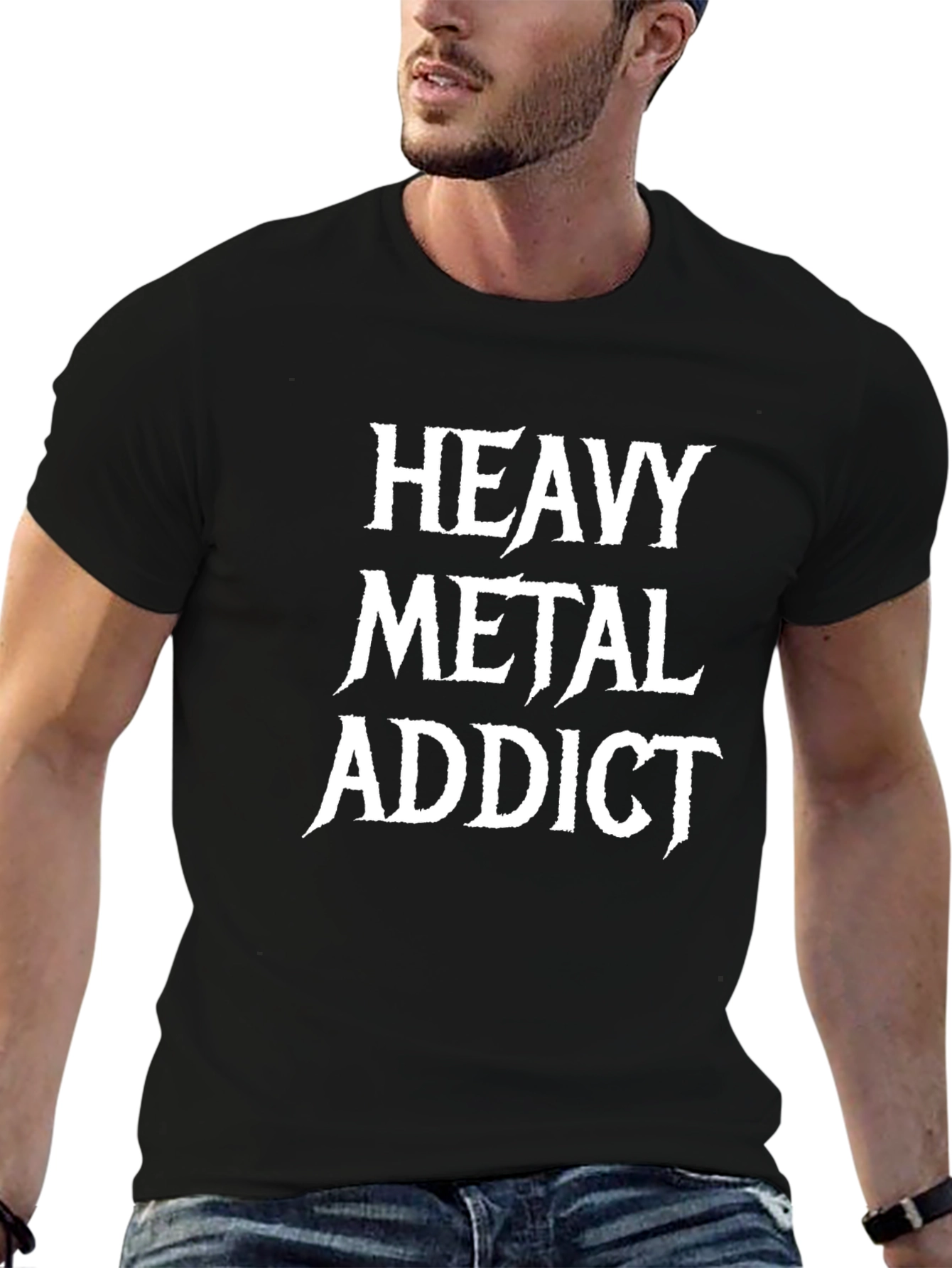 Heavy Metal Addict Black Graphic T-Shirt