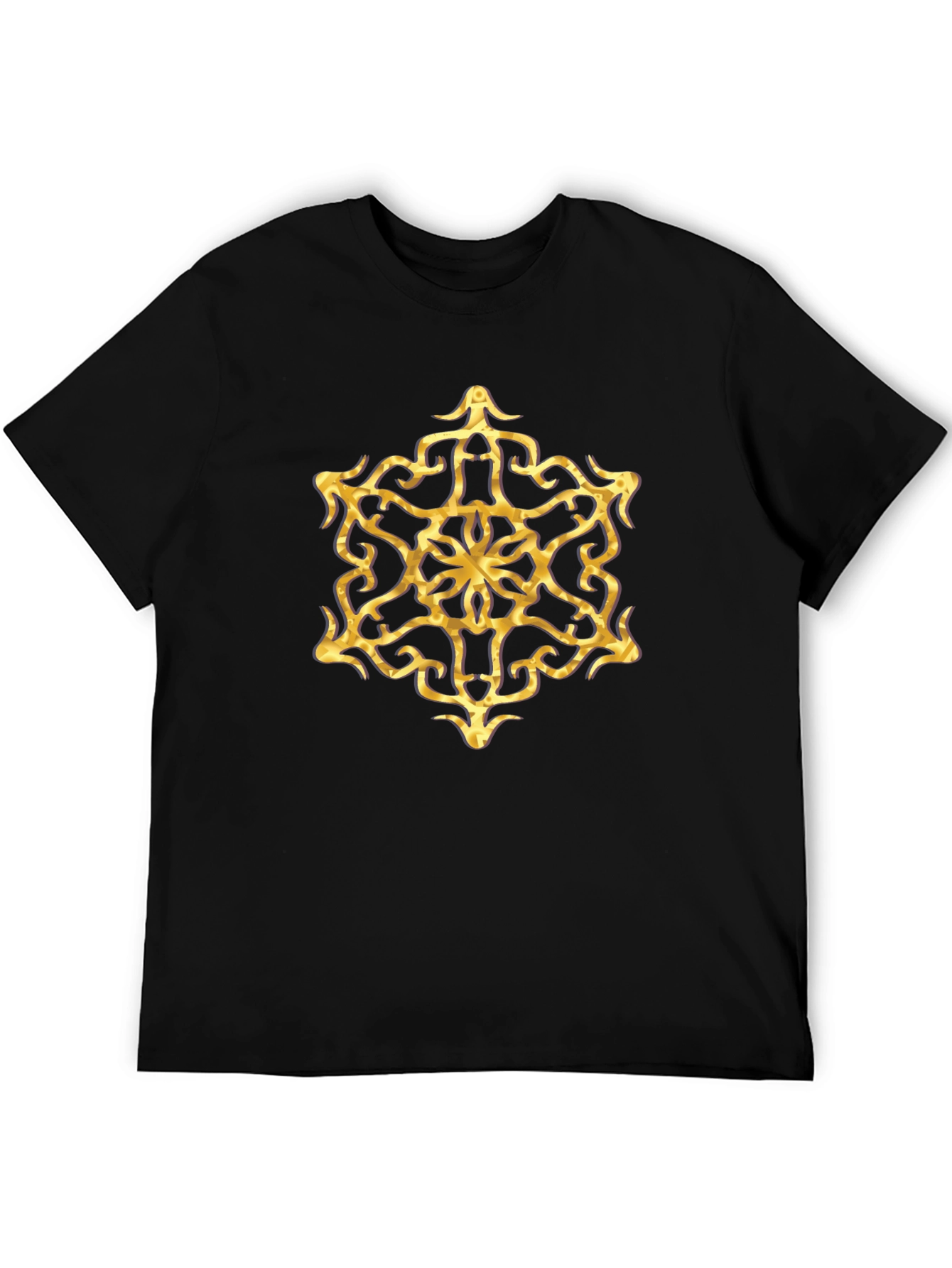 Golden Mandala Graphic Tee - Stylish Mens Black T-Shirt