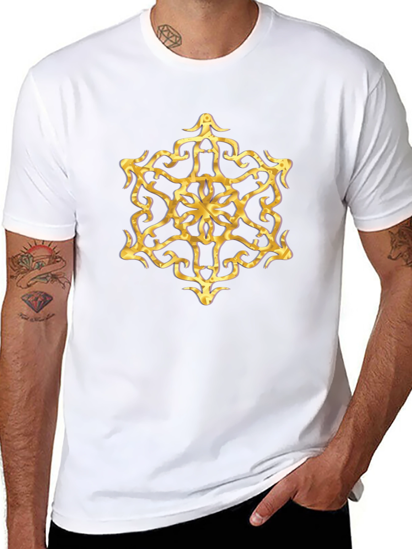 Golden Mandala Graphic Tee - Stylish Mens Black T-Shirt